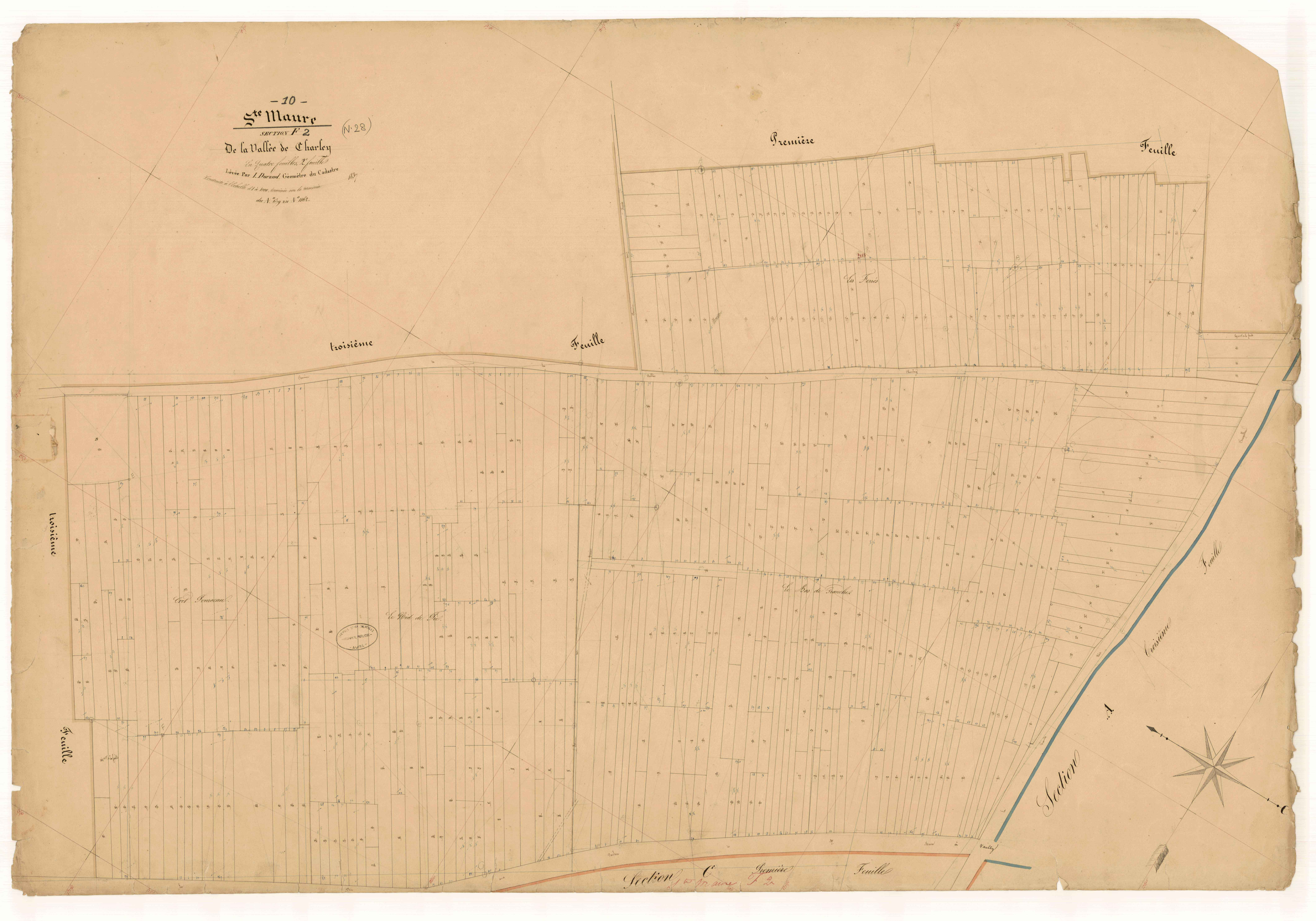 Sainte-Maure, section F dite de la Vallée de Charley, feuille n° 2, parcelles n° 679-1162