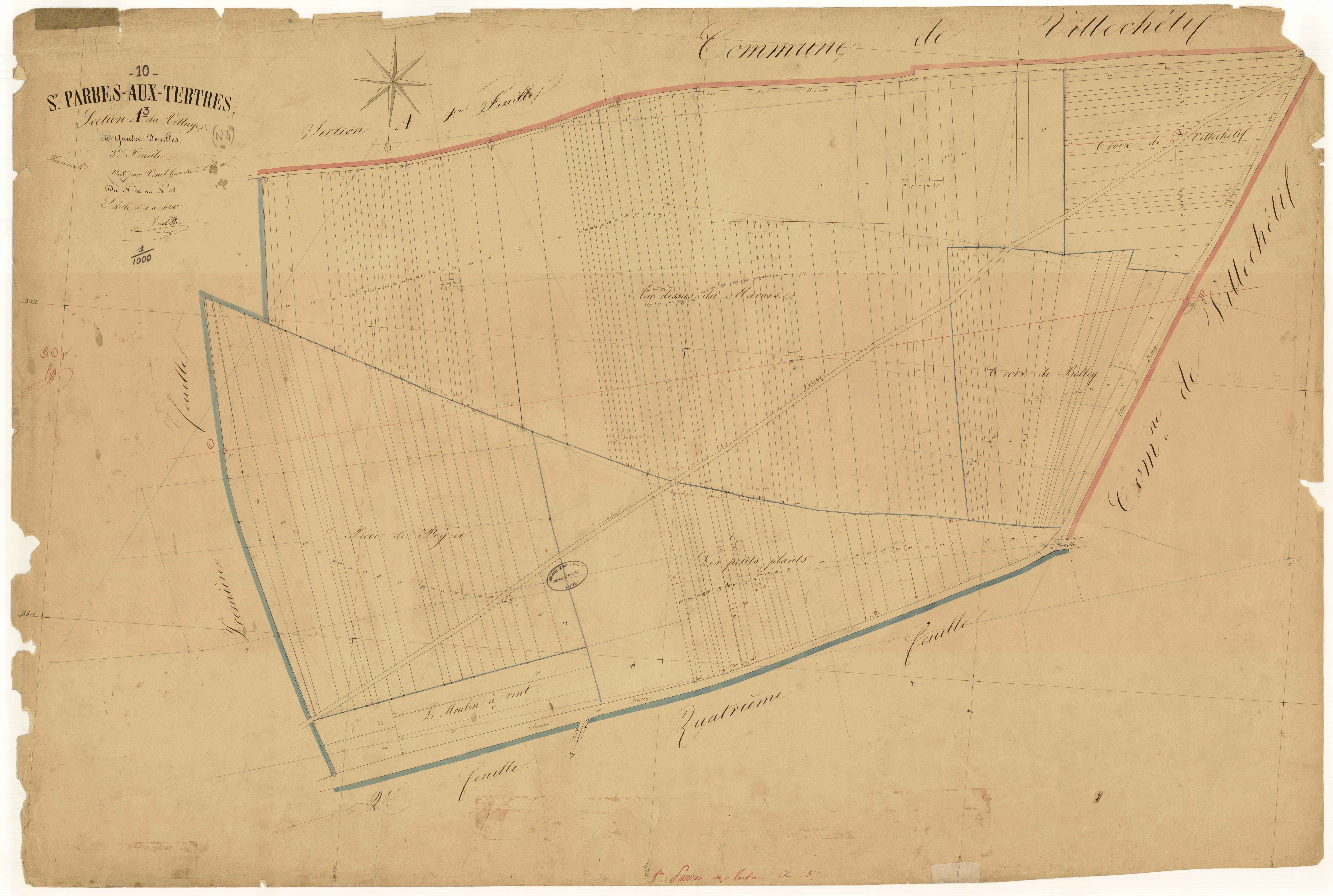 Saint-Parres-aux-Tertres, section A dite du Village, feuille n° 3, parcelles n° 624-804