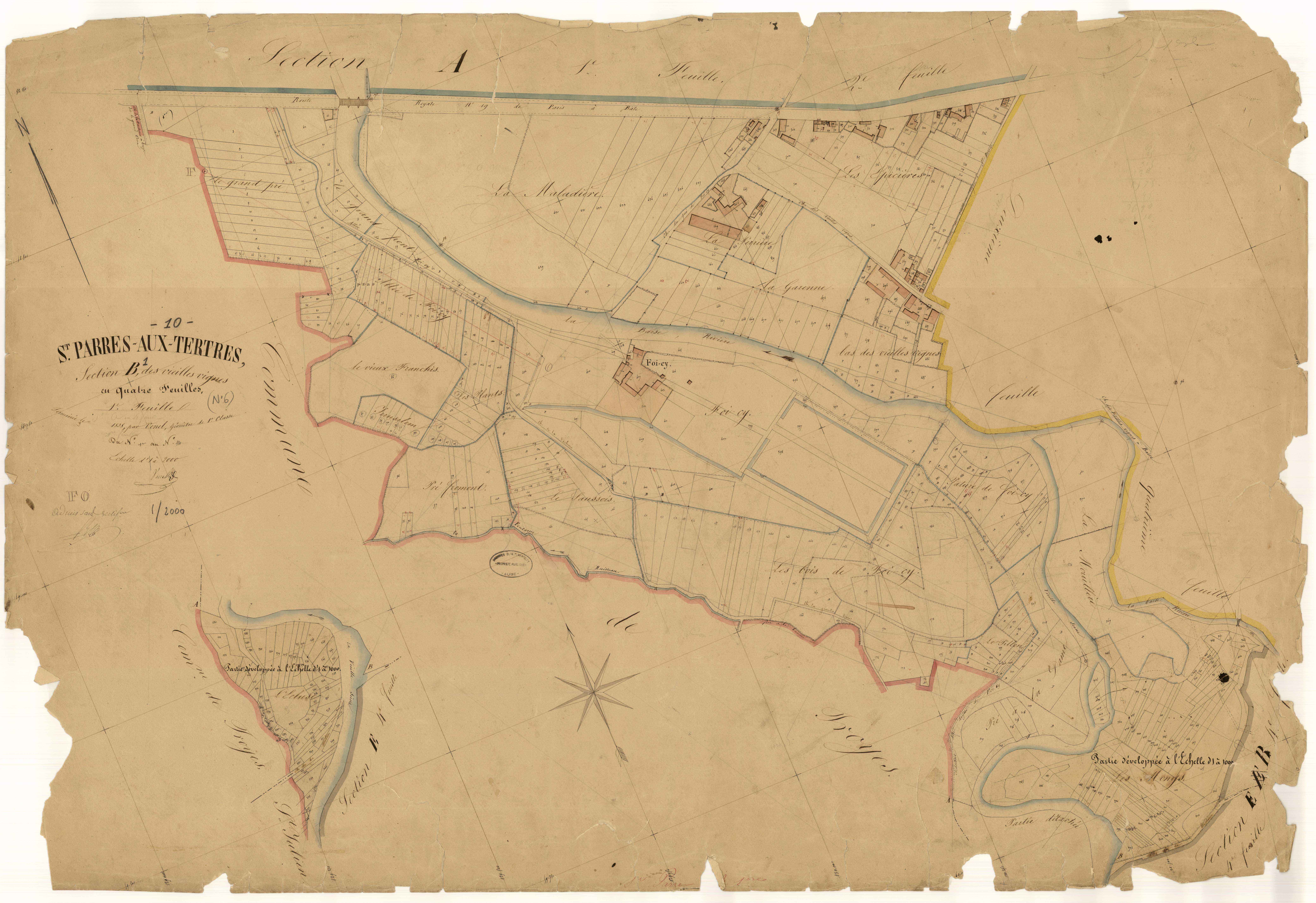 Saint-Parres-aux-Tertres, section B dite des Vieilles Vignes, feuille n° 1, parcelles n° 1-558