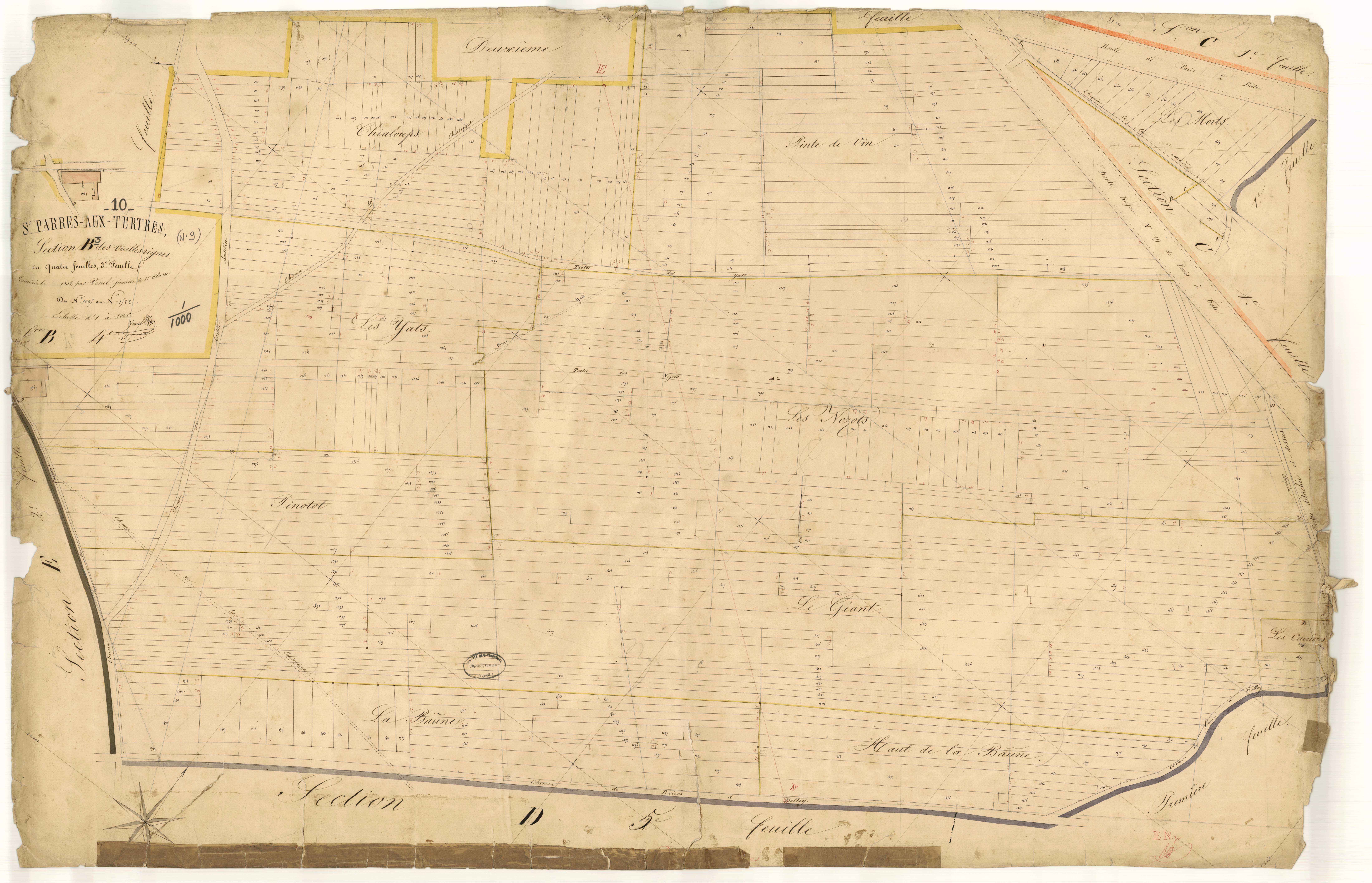 Saint-Parres-aux-Tertres, section B dite des Vieilles Vignes, feuille n° 3, parcelles n° 1095-1522