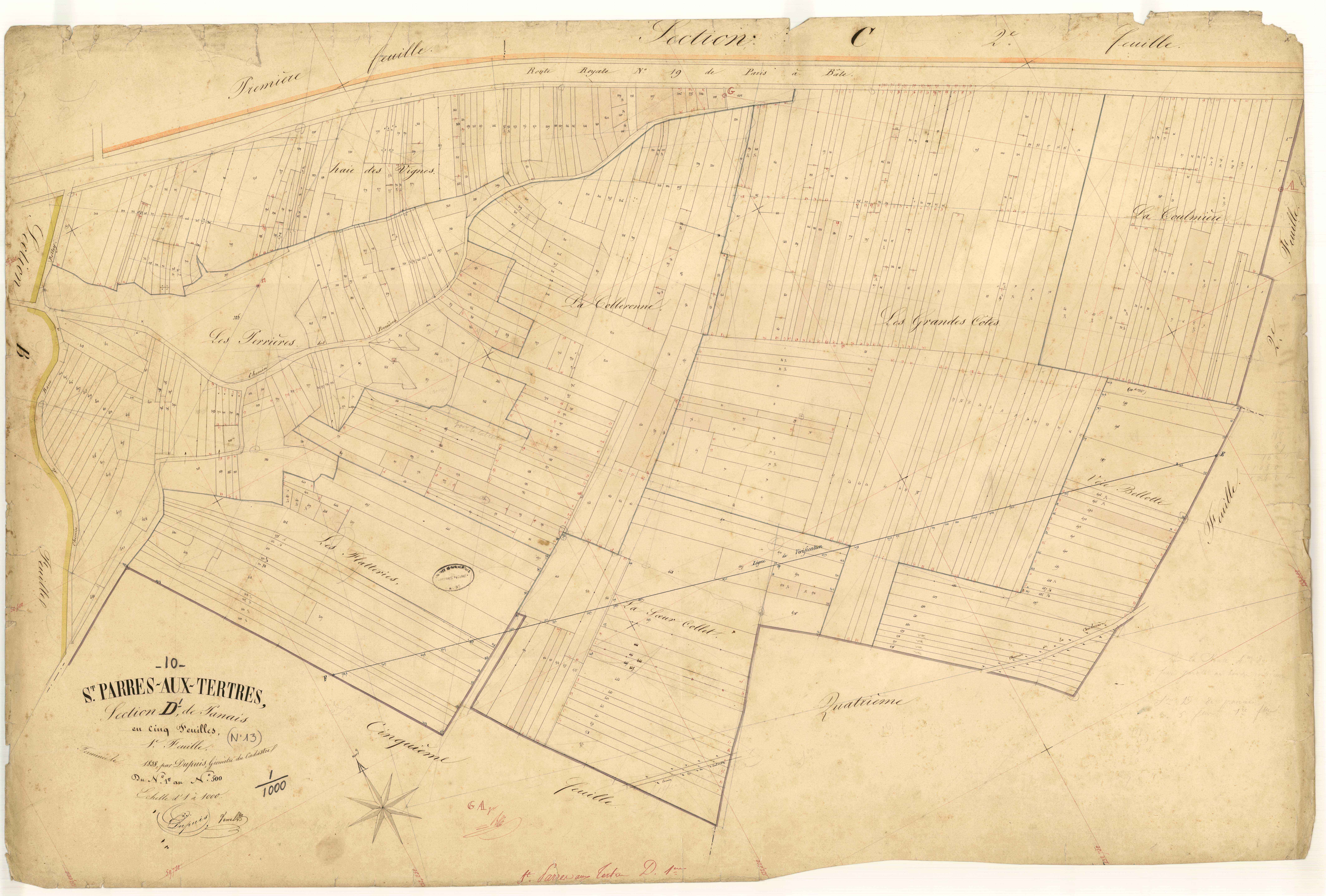 Saint-Parres-aux-Tertres, section D dite de Panais, feuille n° 1, parcelles n° 1-500