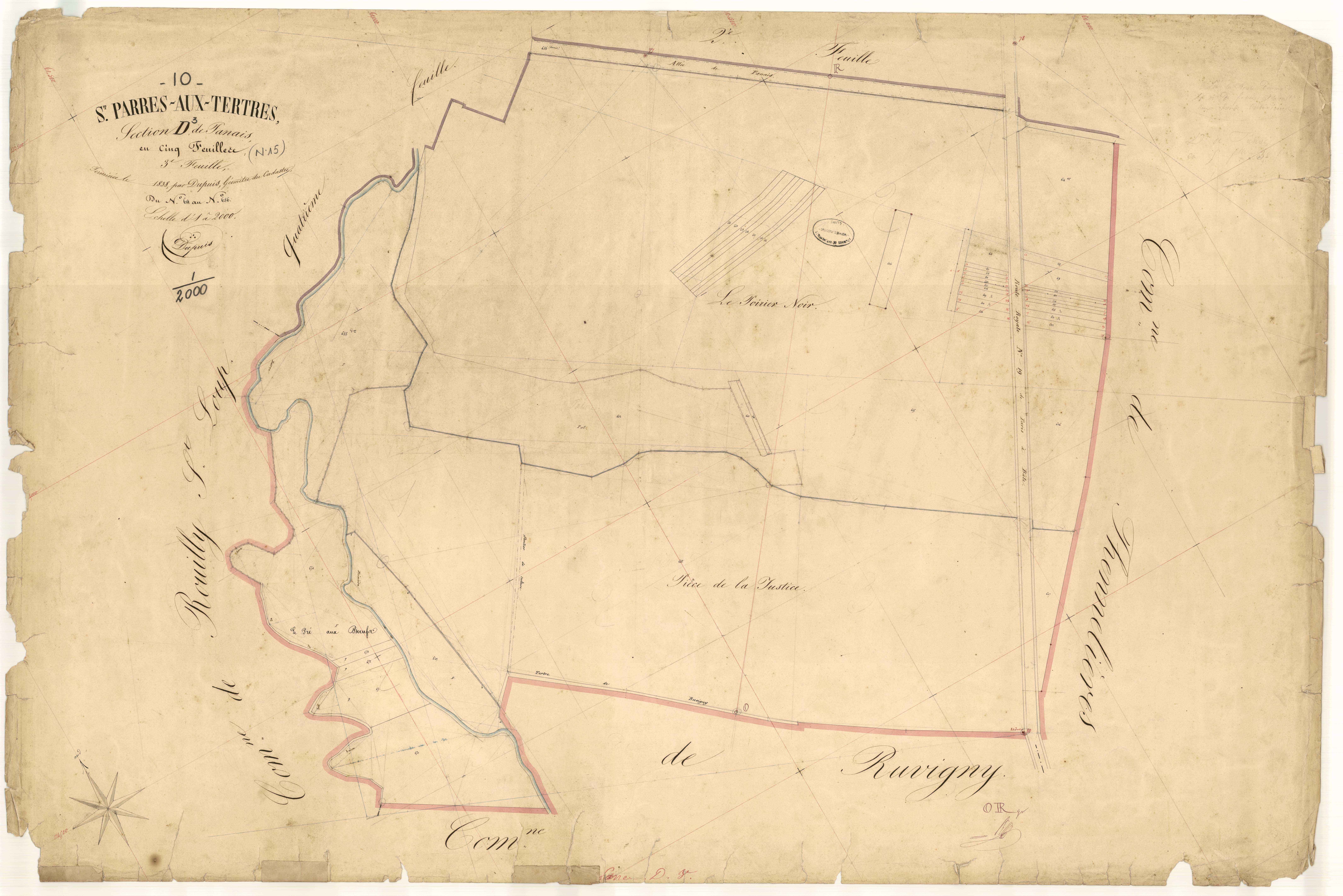 Saint-Parres-aux-Tertres, section D dite de Panais, feuille n° 3, parcelles n° 614-656
