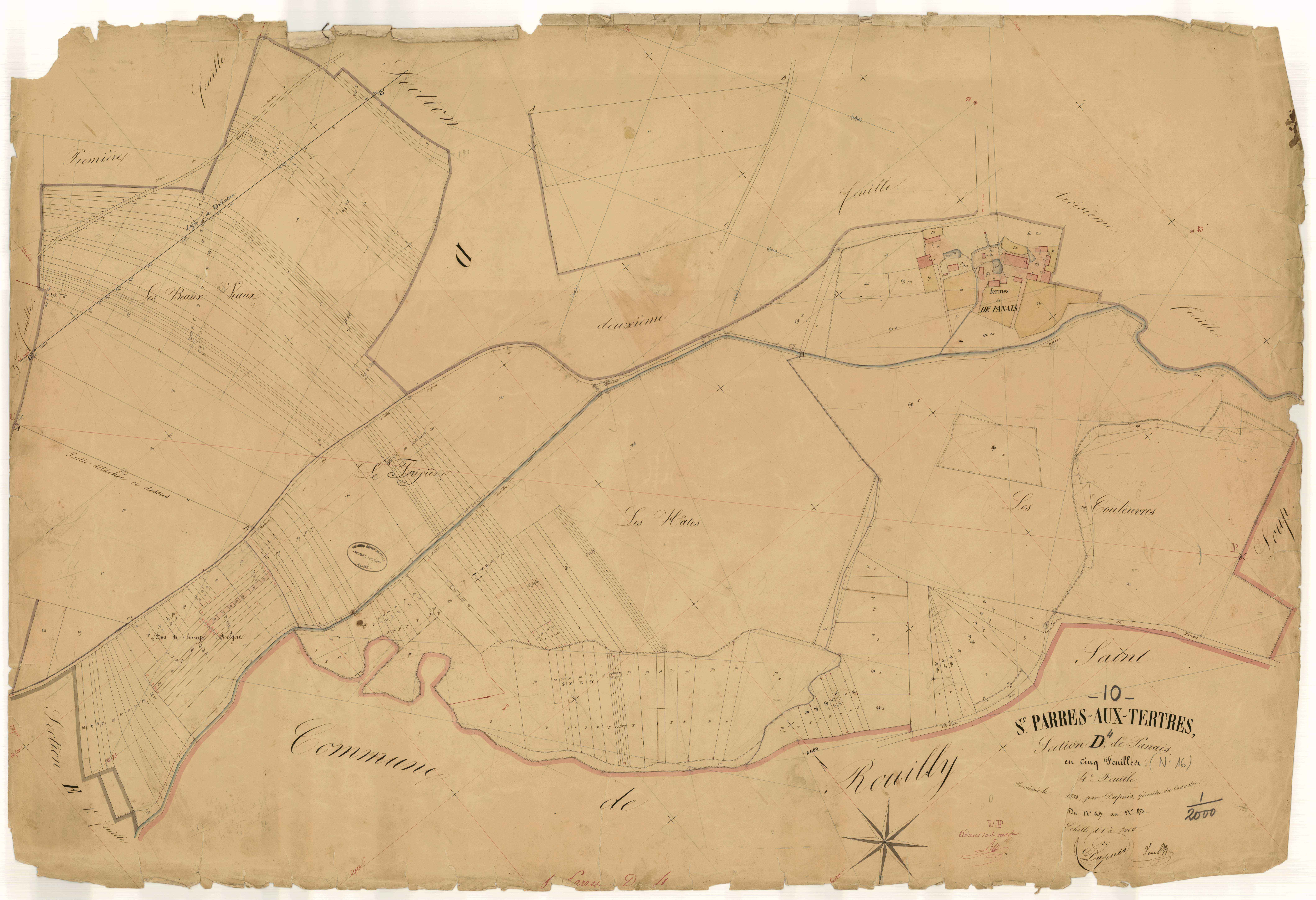 Saint-Parres-aux-Tertres, section D dite de Panais, feuille n° 4, parcelles n° 657-872
