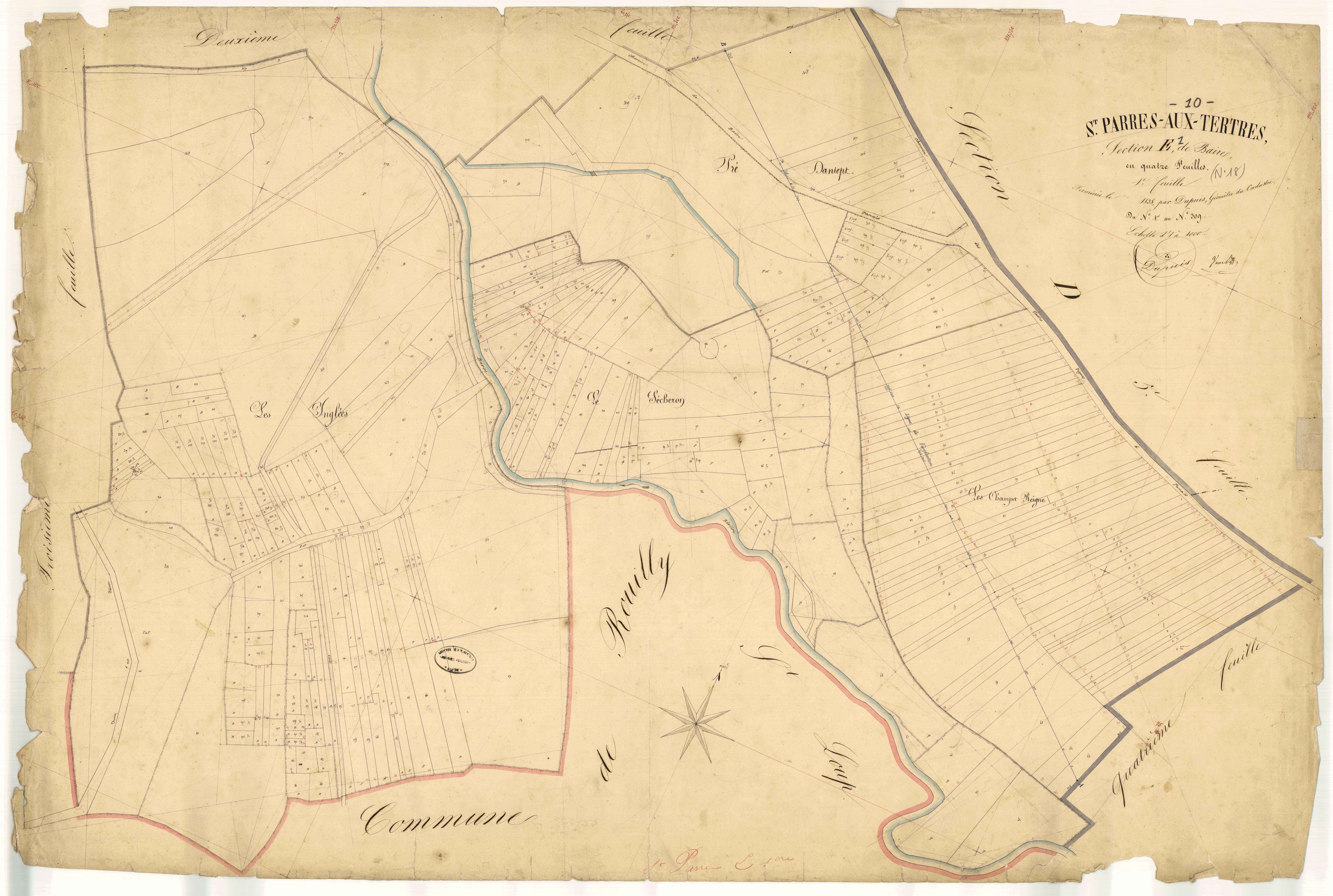 Saint-Parres-aux-Tertres, section E dite de Baire, feuille n° 1, parcelles n° 1-309