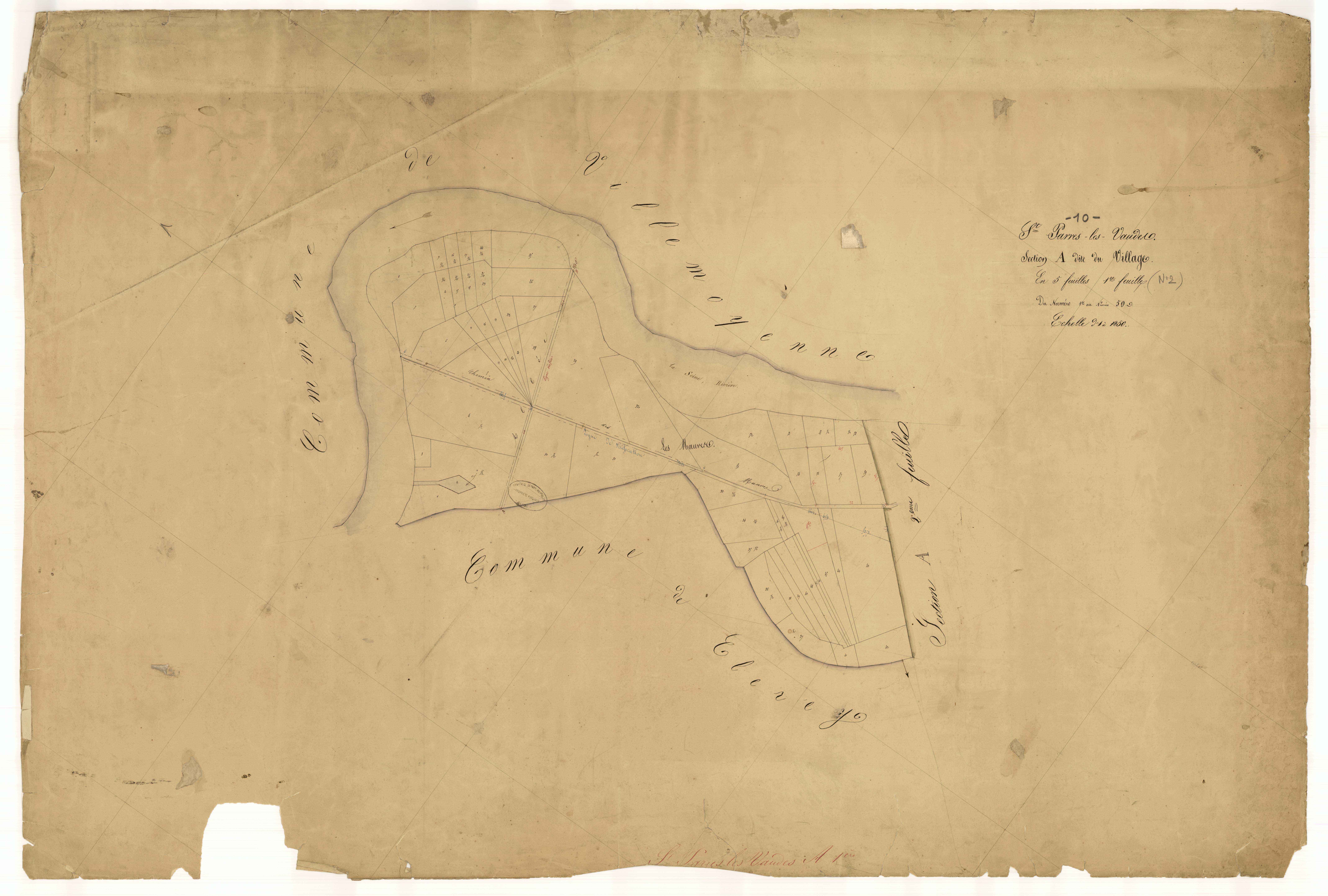 Saint-Parres-les-Vaudes, section A dite du Village, feuille n° 1, parcelles n° 1-59