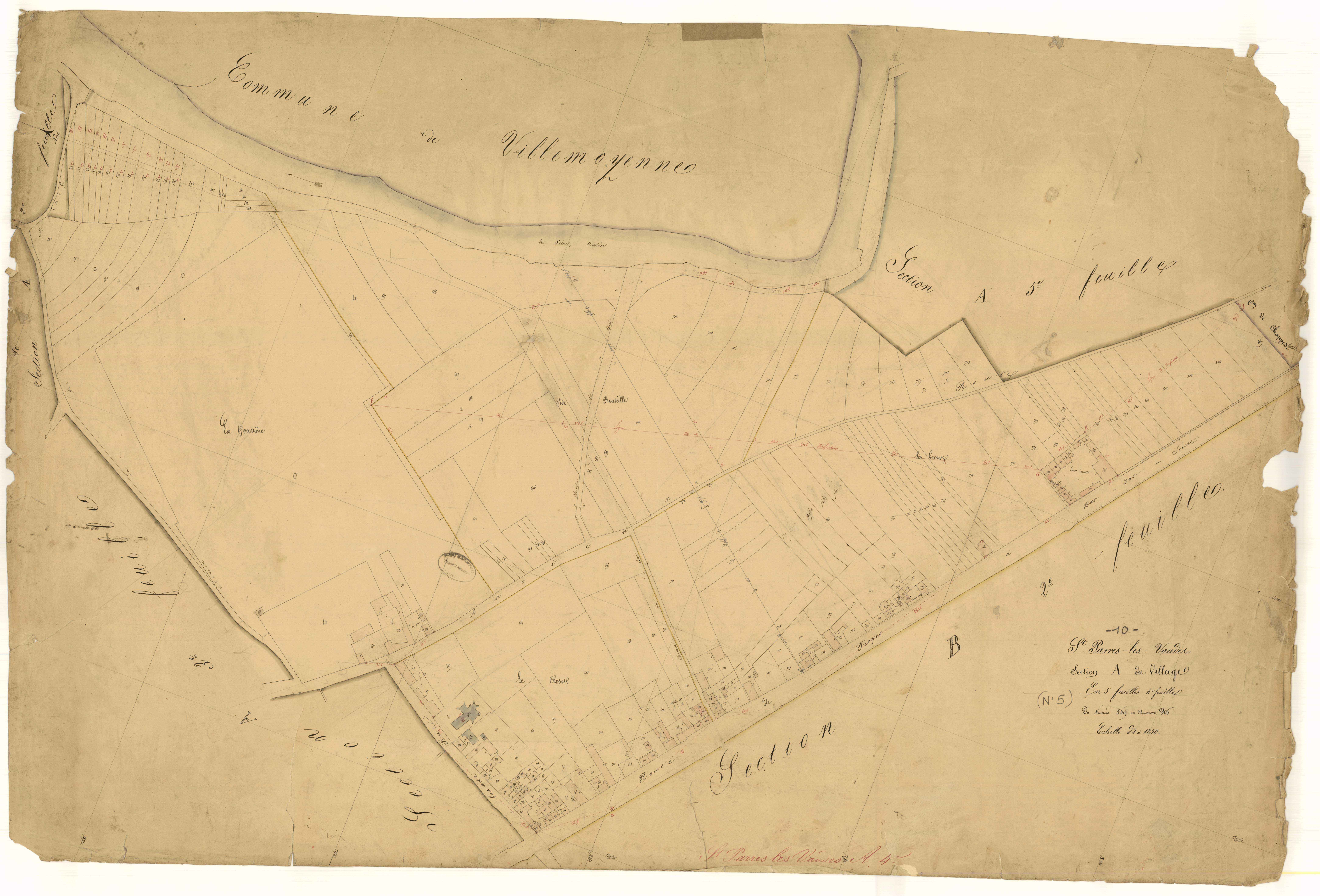 Saint-Parres-les-Vaudes, section A dite du Village, feuille n° 4, parcelles n° 569-806
