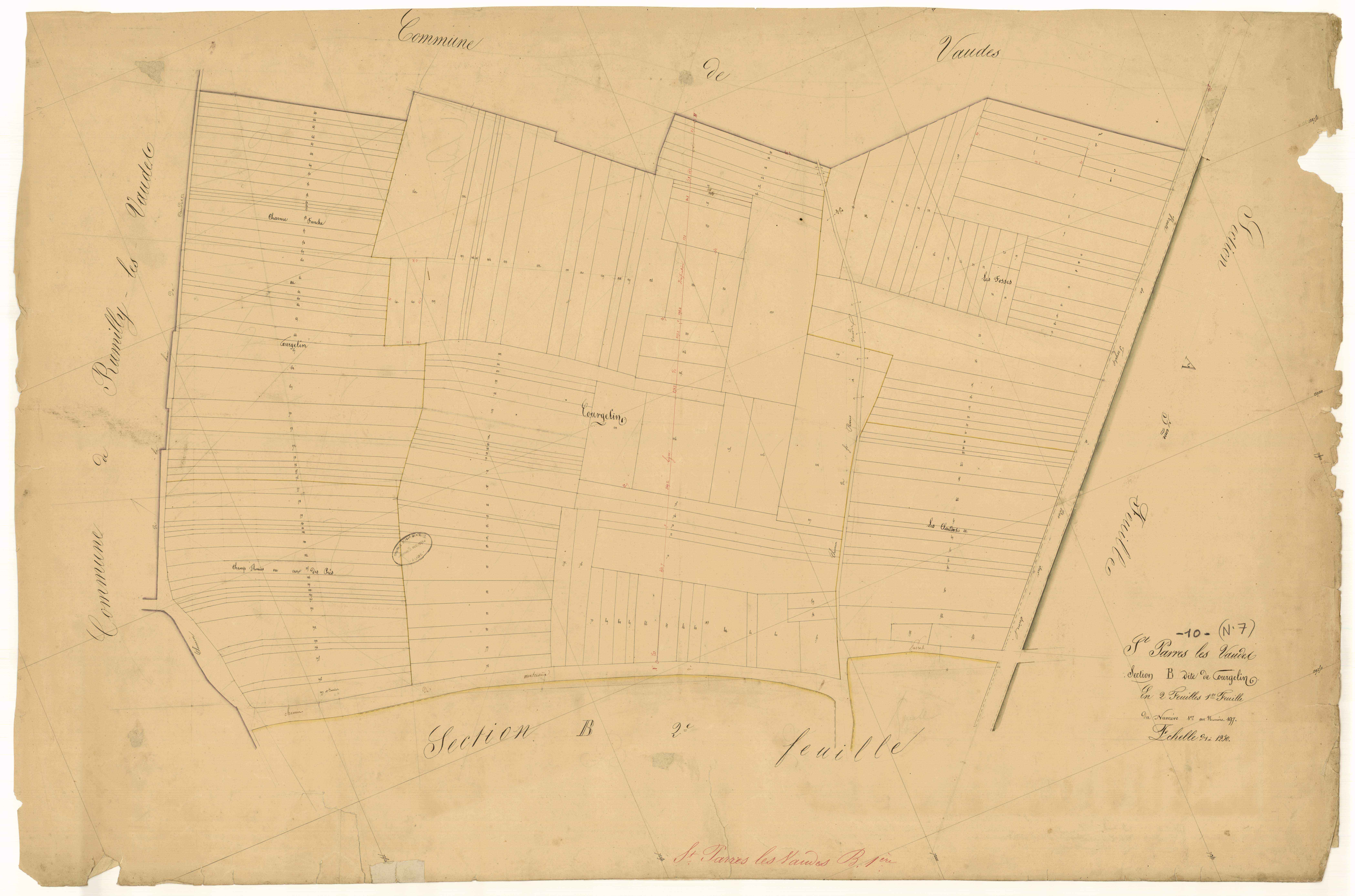 Saint-Parres-les-Vaudes, section B dite de Courgelin, feuille n° 1, parcelles n° 1-197