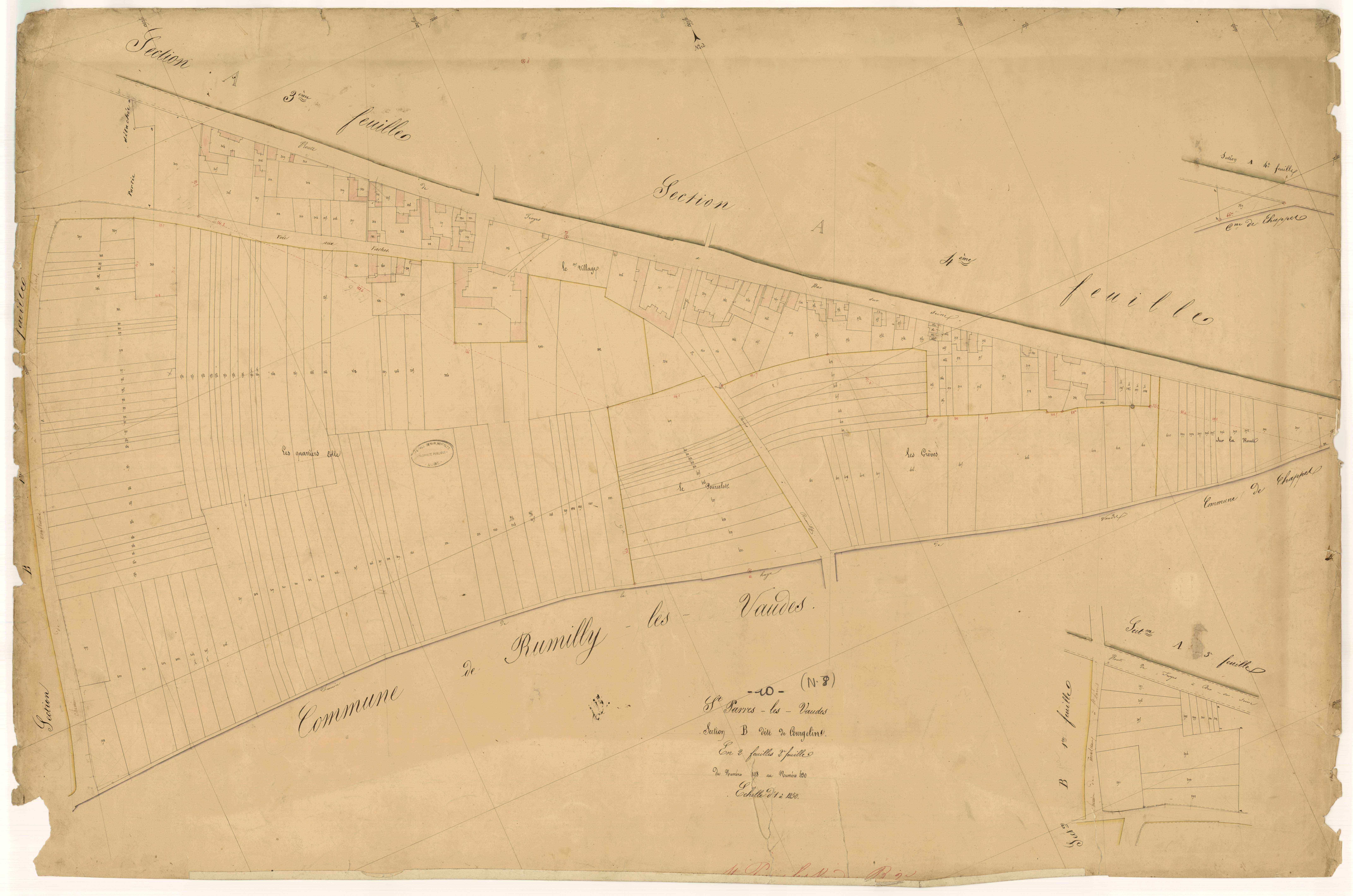 Saint-Parres-les-Vaudes, section B dite de Courgelin, feuille n° 2, parcelles n° 198-430