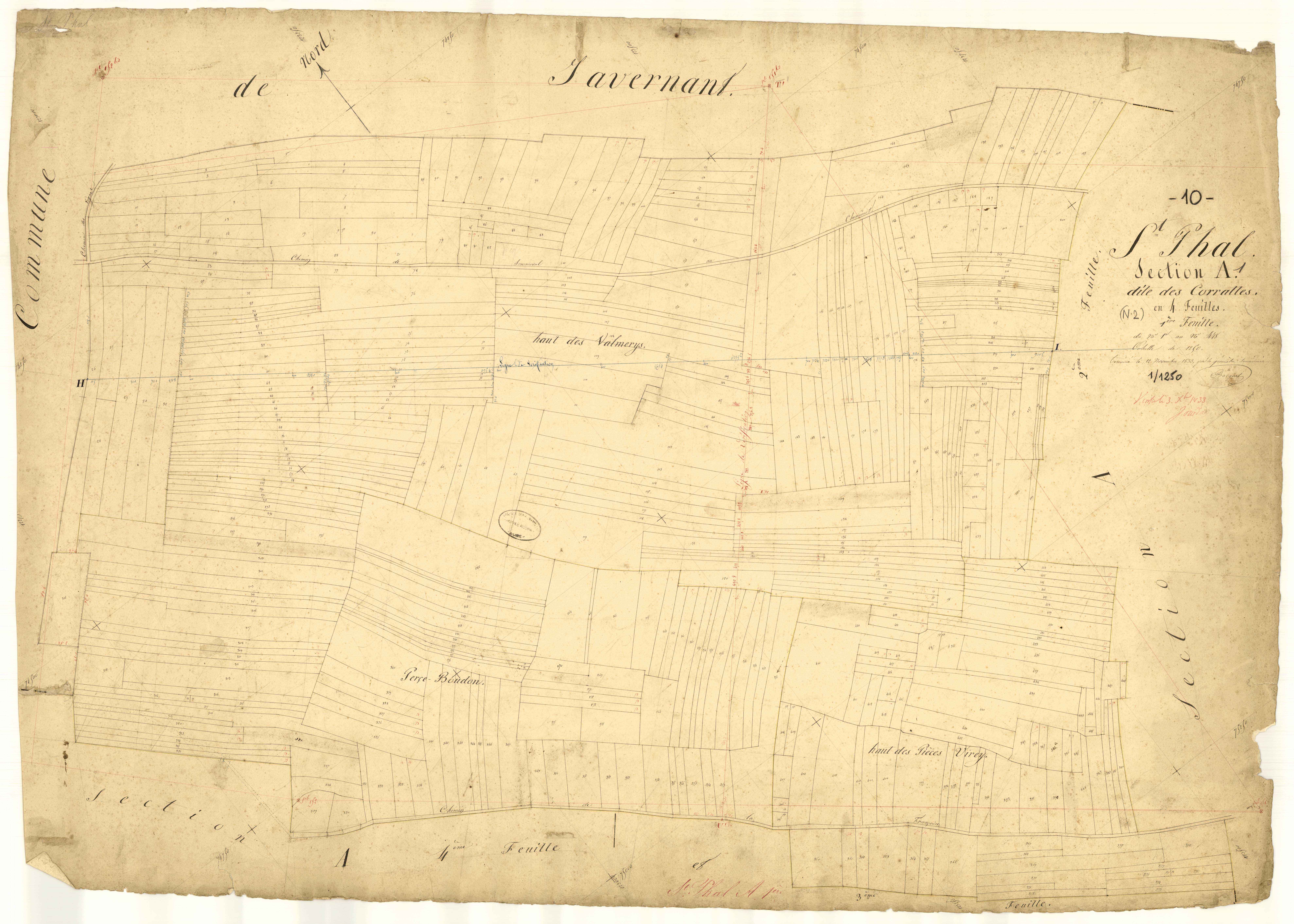 Saint-Phal, section A dite des Corrattes, feuille n° 1, parcelles n° 1-448