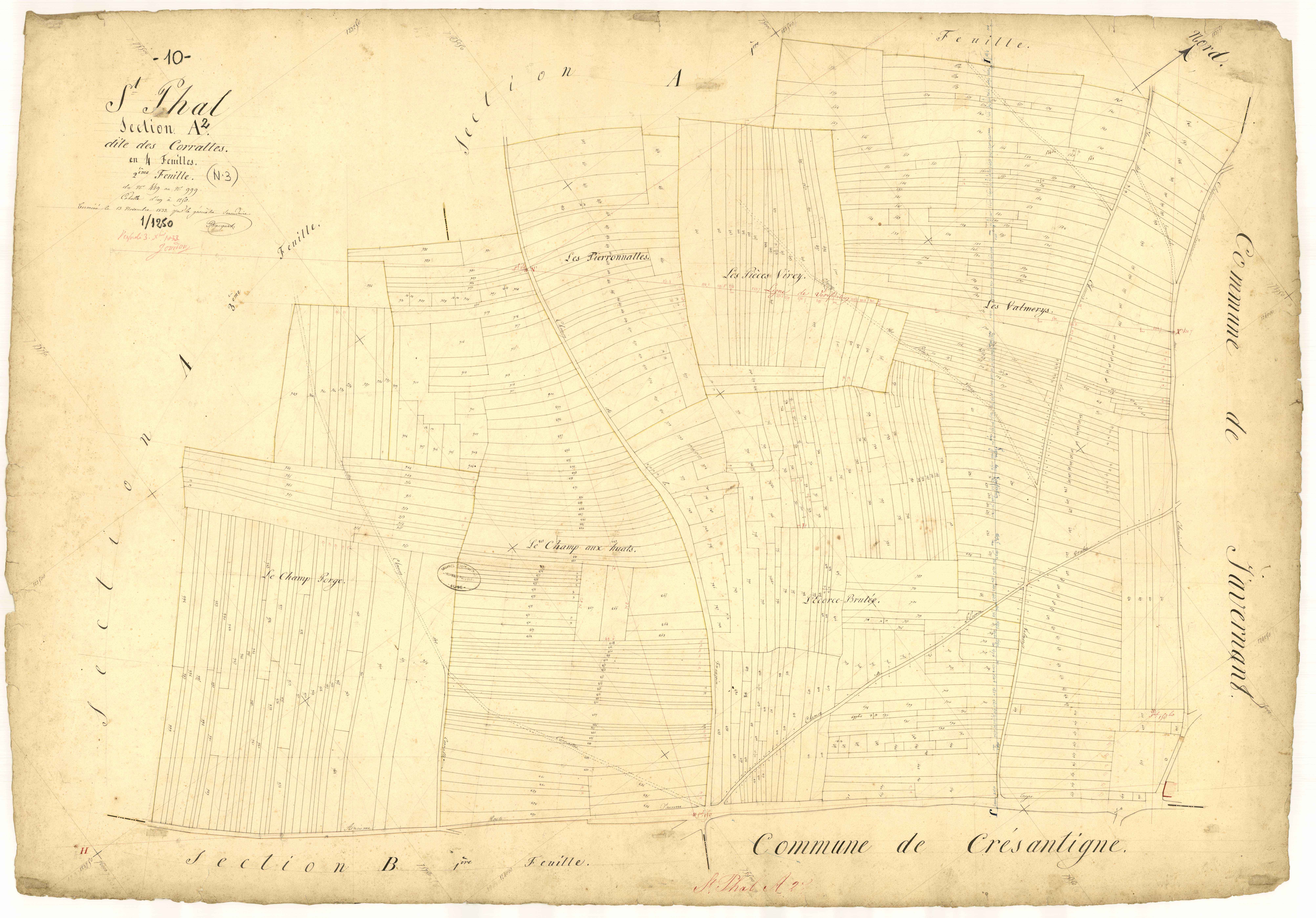 Saint-Phal, section A dite des Corrattes, feuille n° 2, parcelles n° 449-999