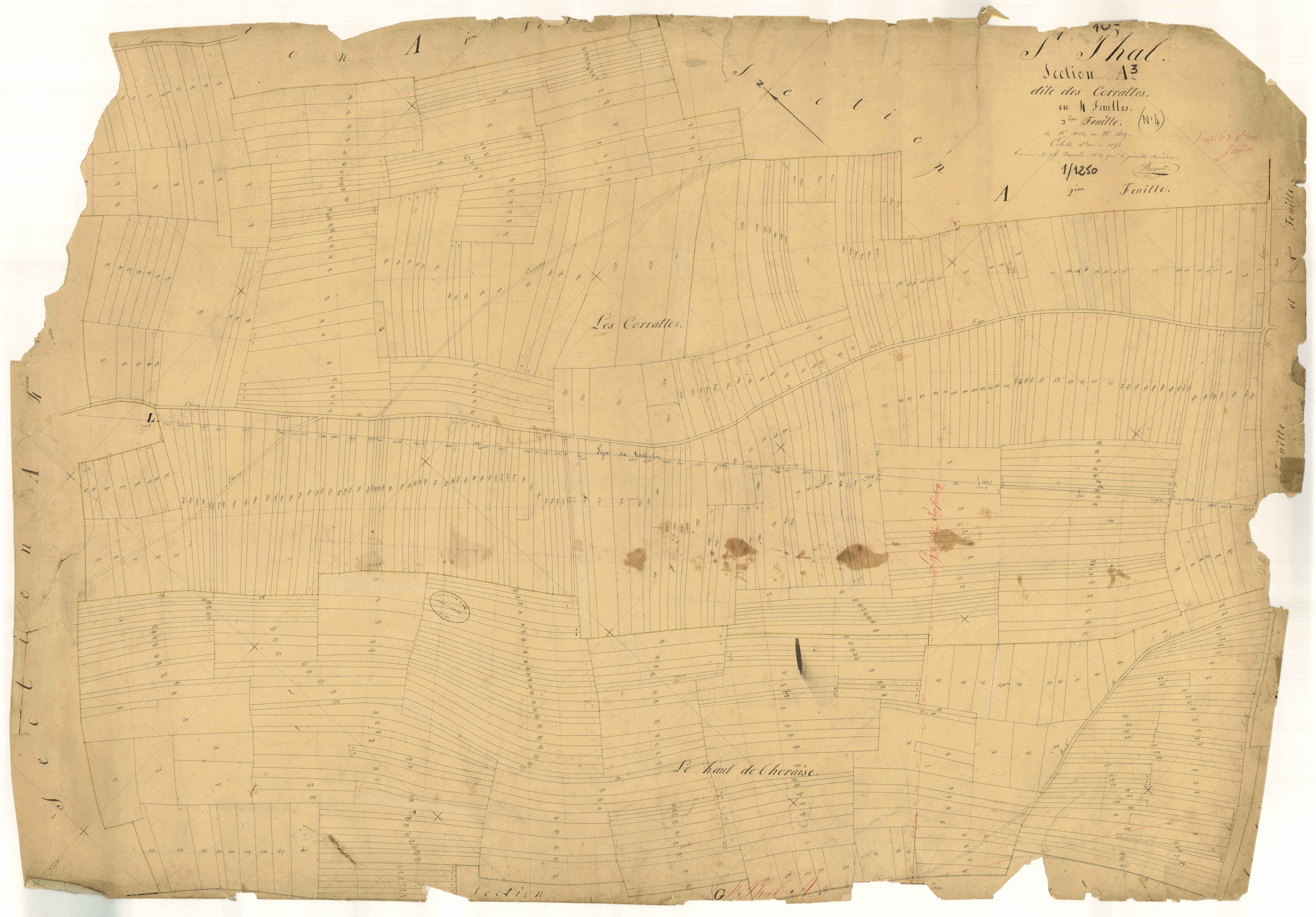 Saint-Phal, section A dite des Corrattes, feuille n° 3, parcelles n° 1000-1629