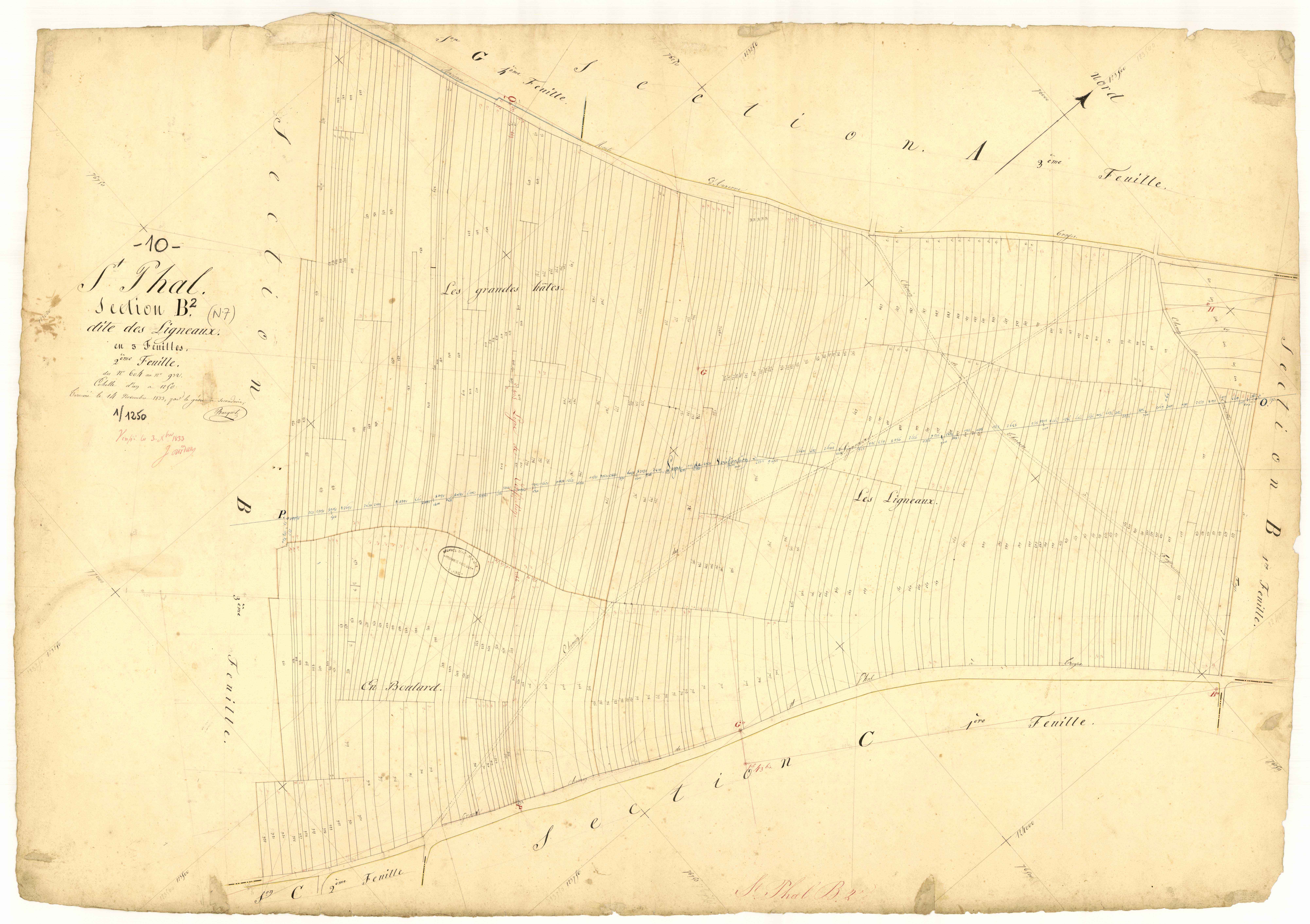 Saint-Phal, section B dite des Ligneaux, feuille n° 2, parcelles n° 604-932