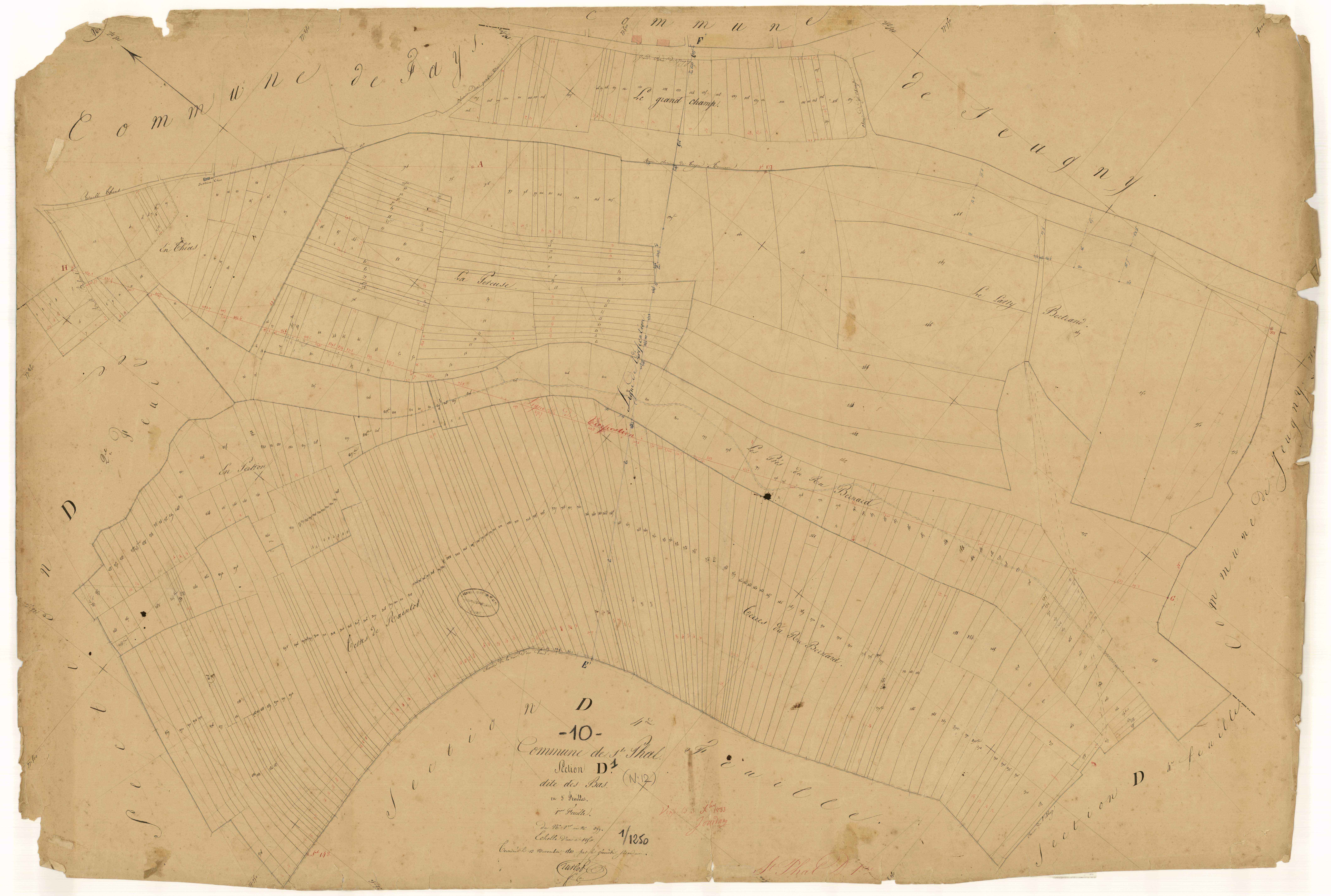 Saint-Phal, section D dite des Bas, feuille n° 1, parcelles n° 1-399