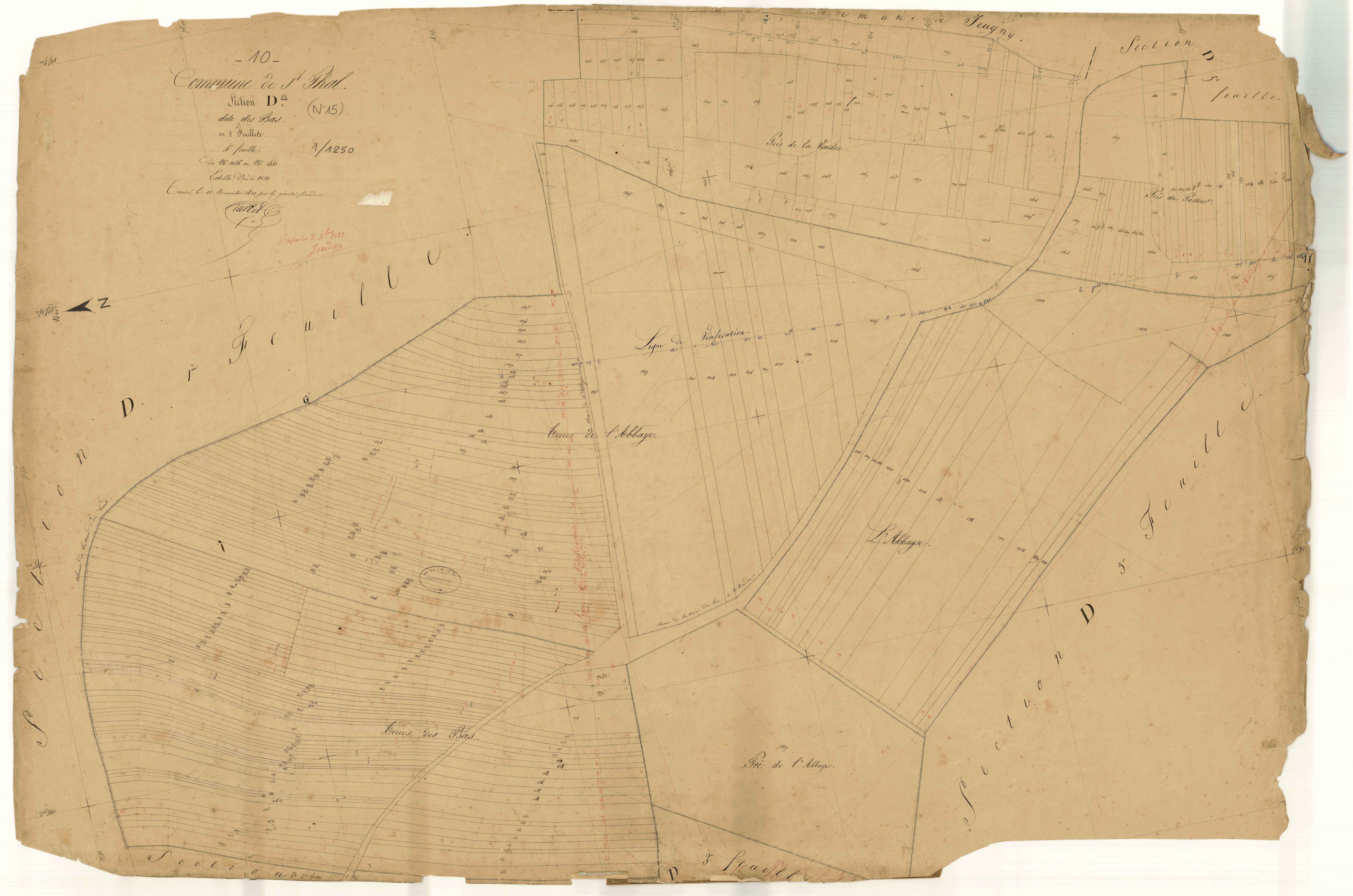 Saint-Phal, section D dite des Bas, feuille n° 4, parcelles n° 1156-1441