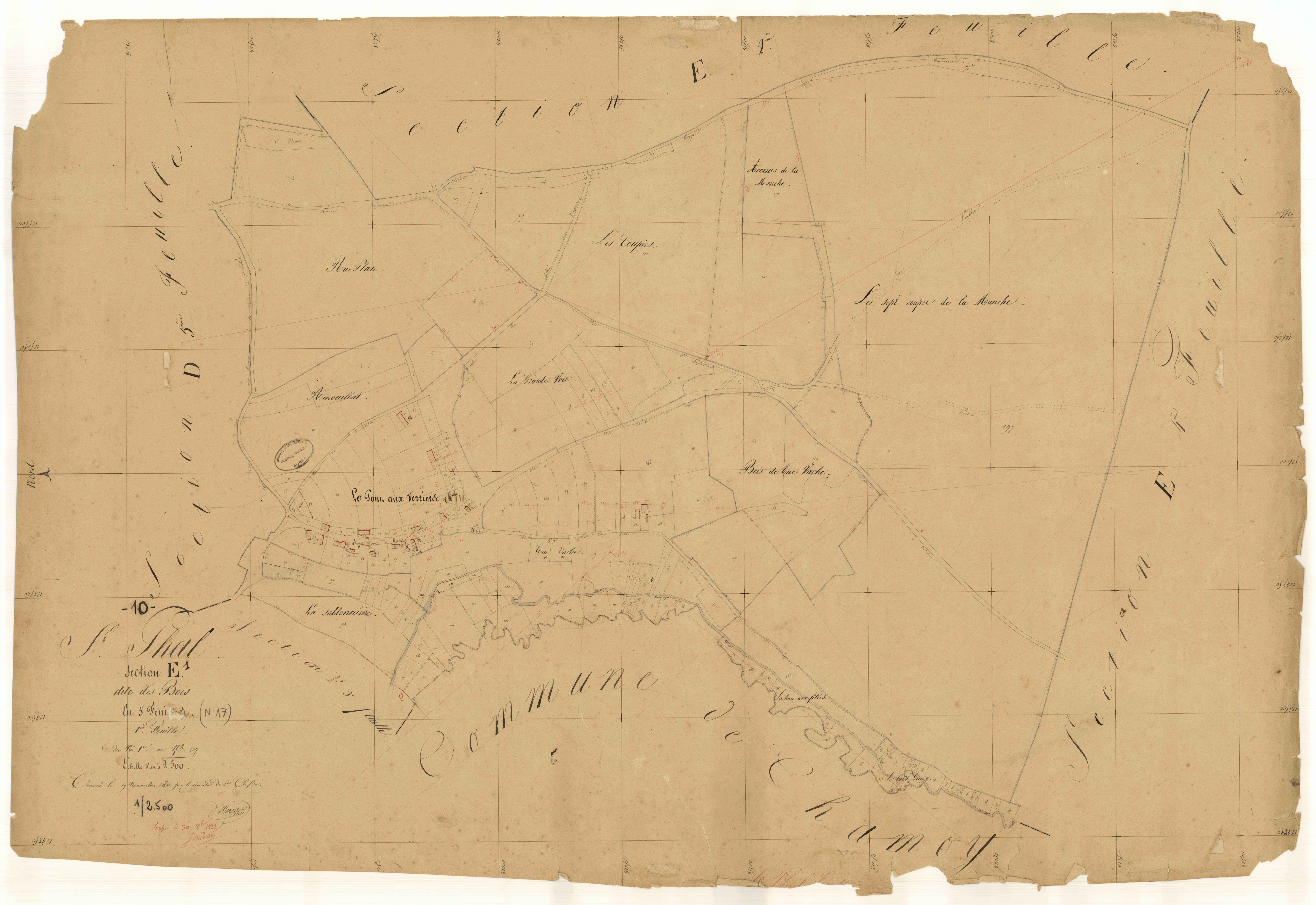 Saint-Phal, section E dite des Bois, feuille n° 1, parcelles n° 1-207