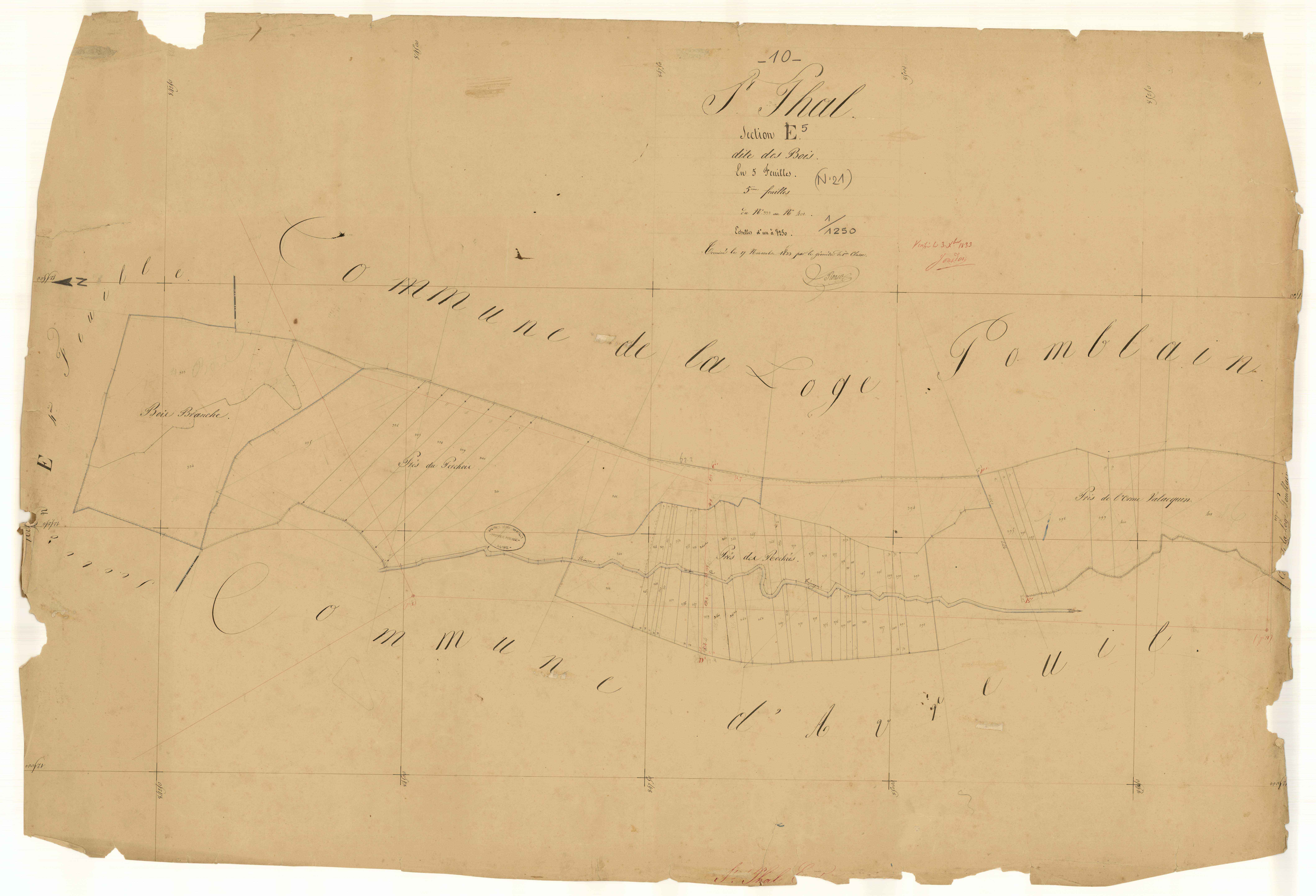 Saint-Phal, section E dite des Bois, feuille n° 5, parcelles n° 333-401
