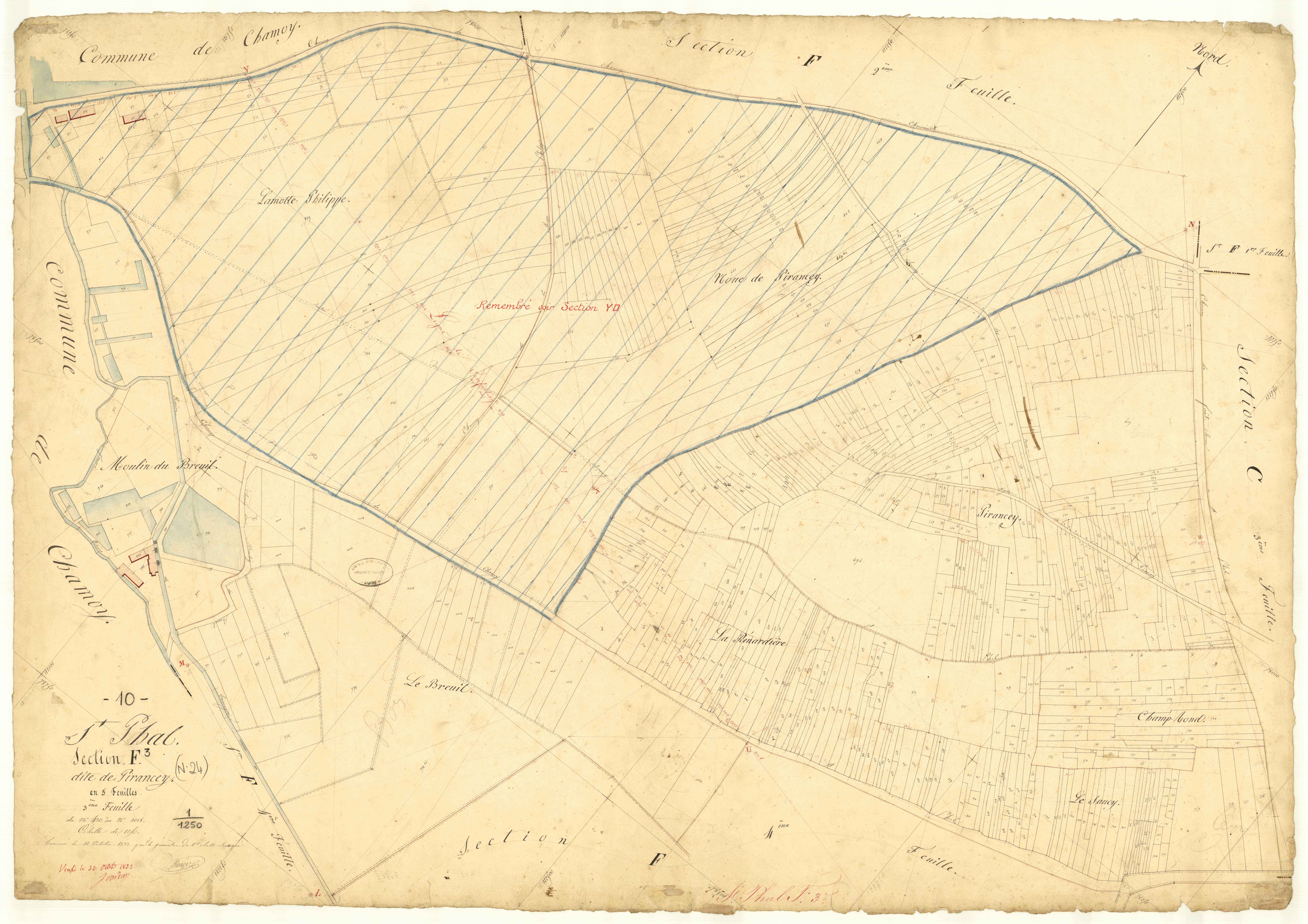 Saint-Phal, section F dite de Pirancey, feuille n° 3, parcelles n° 430-1018