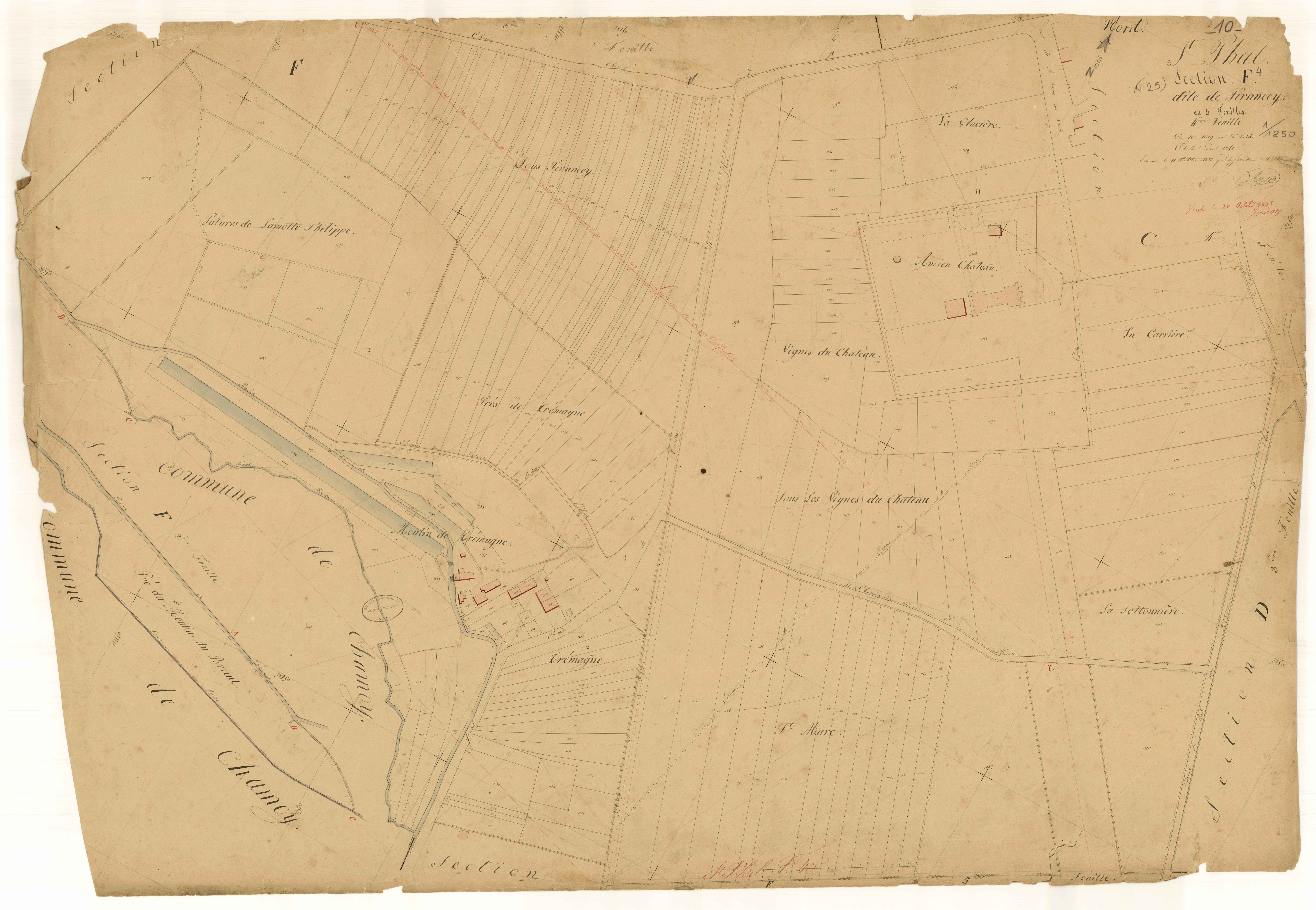 Saint-Phal, section F dite de Pirancey, feuille n° 4, parcelles n° 1019-1215
