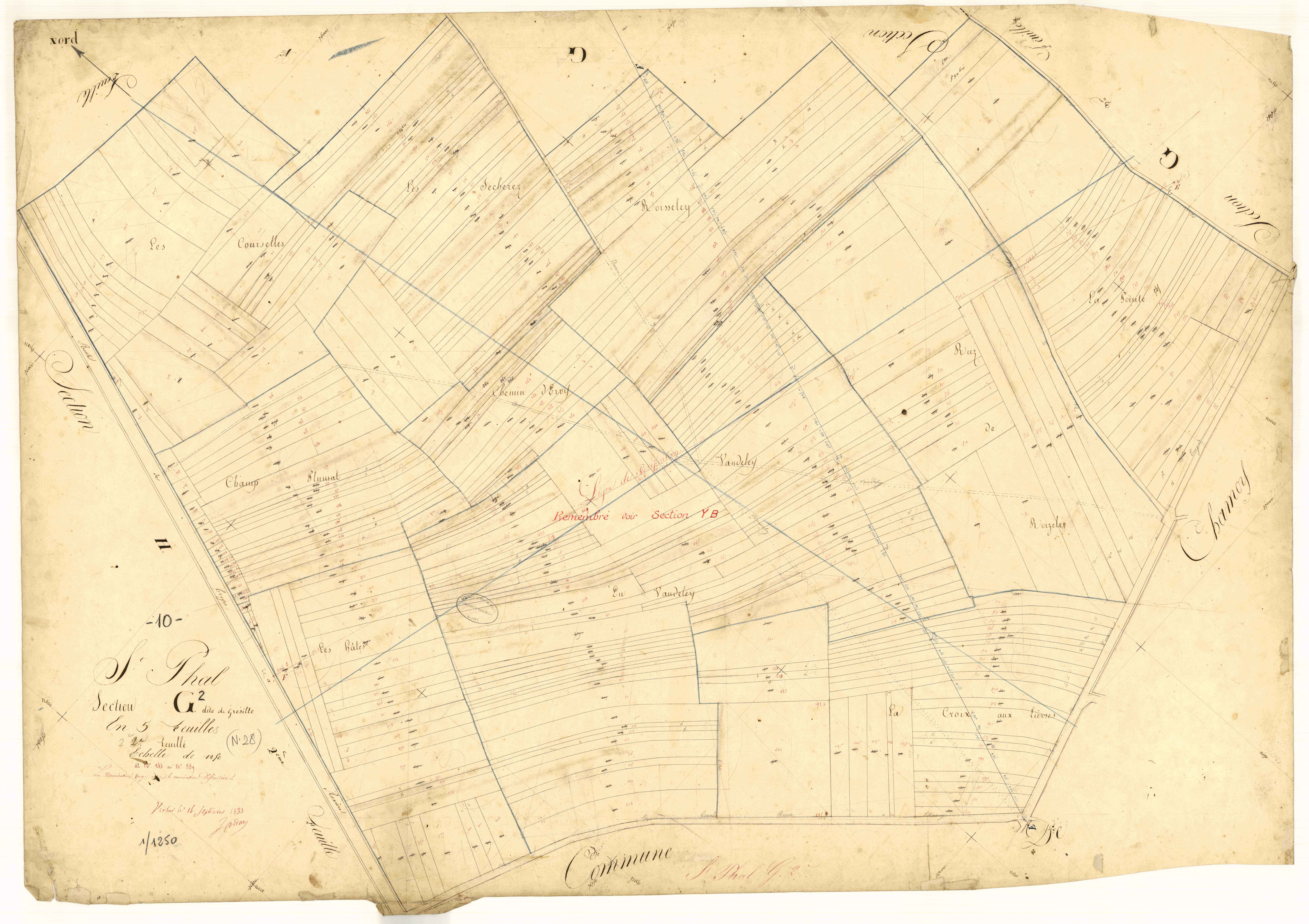 Saint-Phal, section G dite de Grésille, feuille n° 2, parcelles n° 244-559