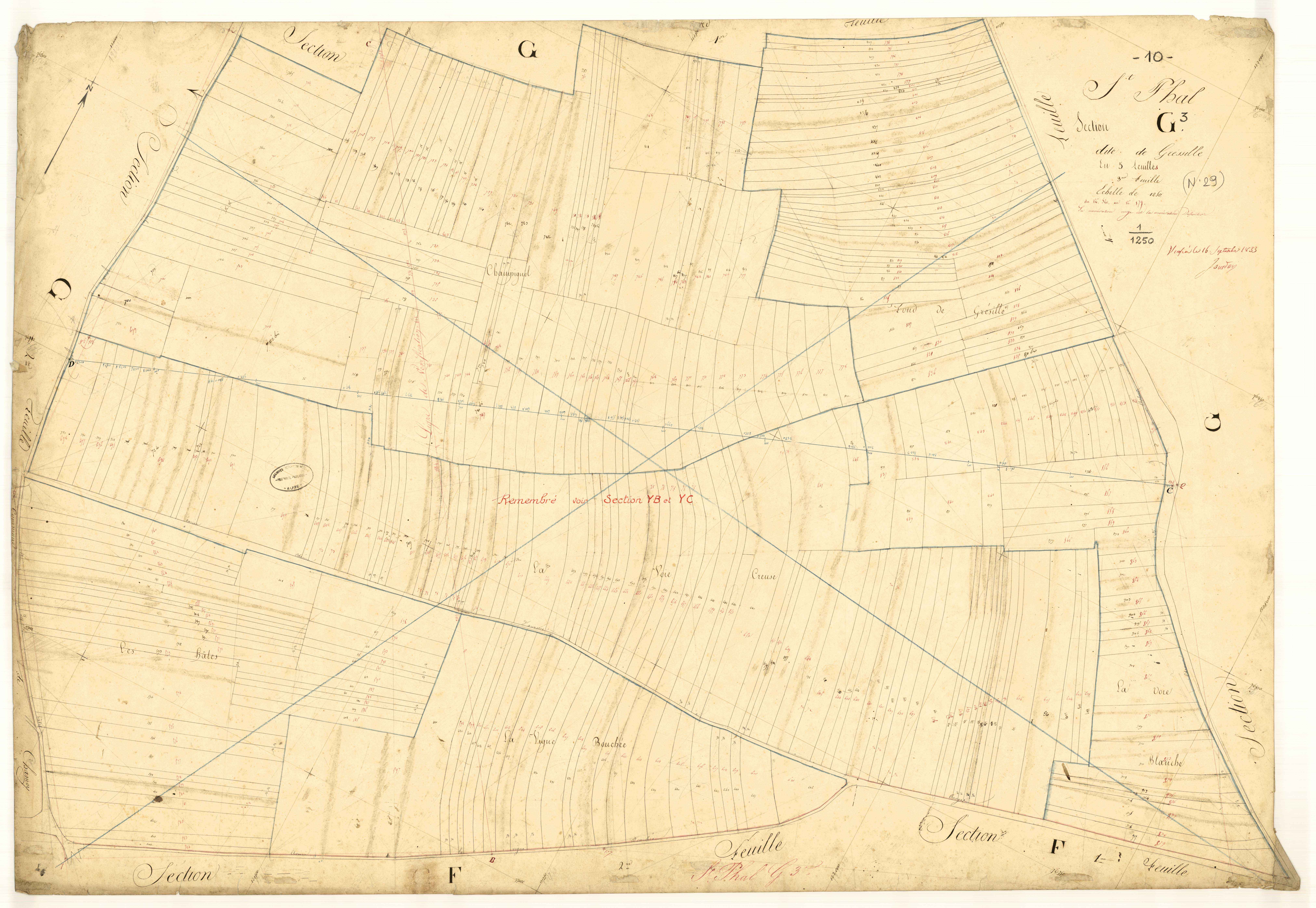 Saint-Phal, section G dite de Grésille, feuille n° 3, parcelles n° 560-879