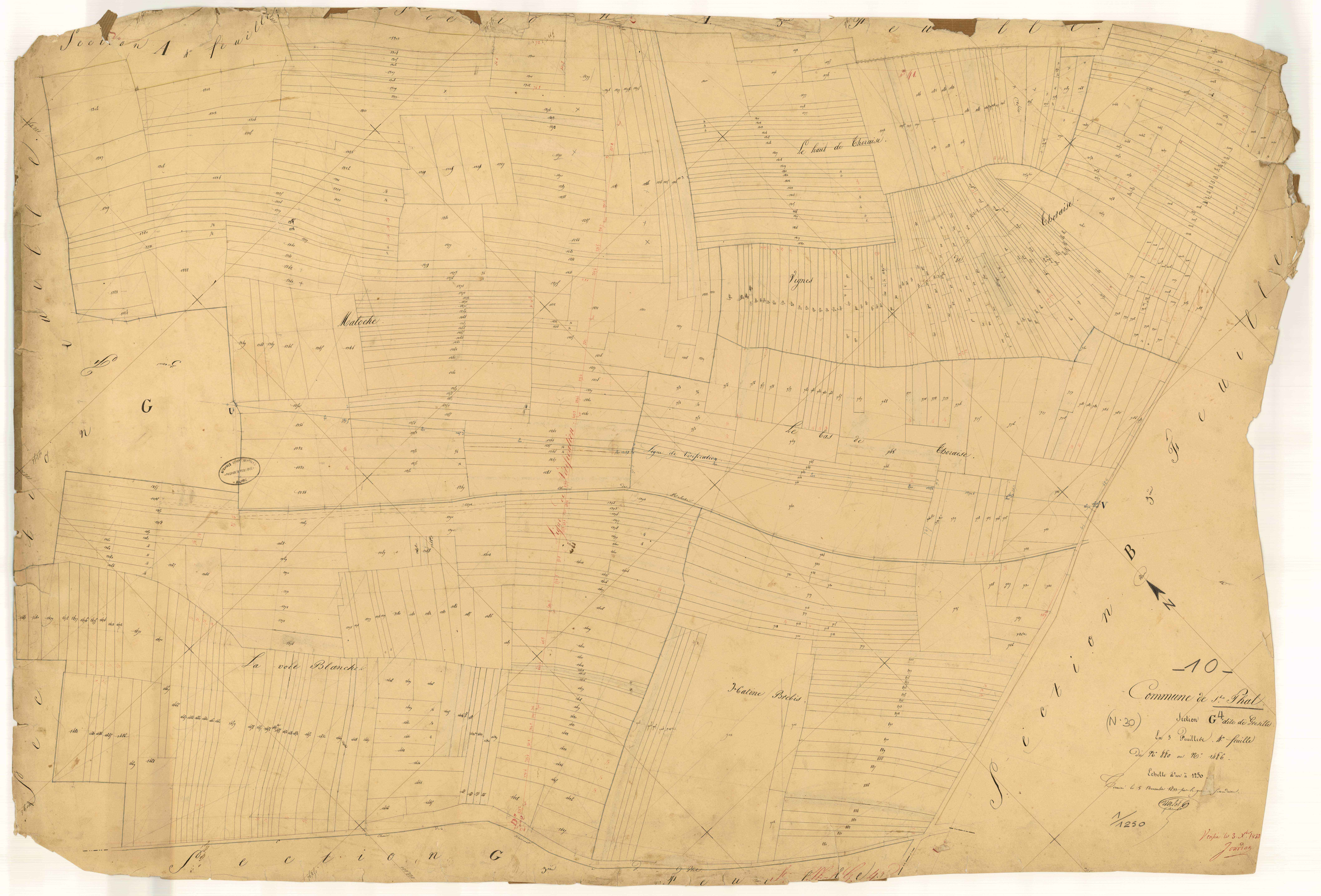 Saint-Phal, section G dite de Grésille, feuille n° 4, parcelles n° 880-1486