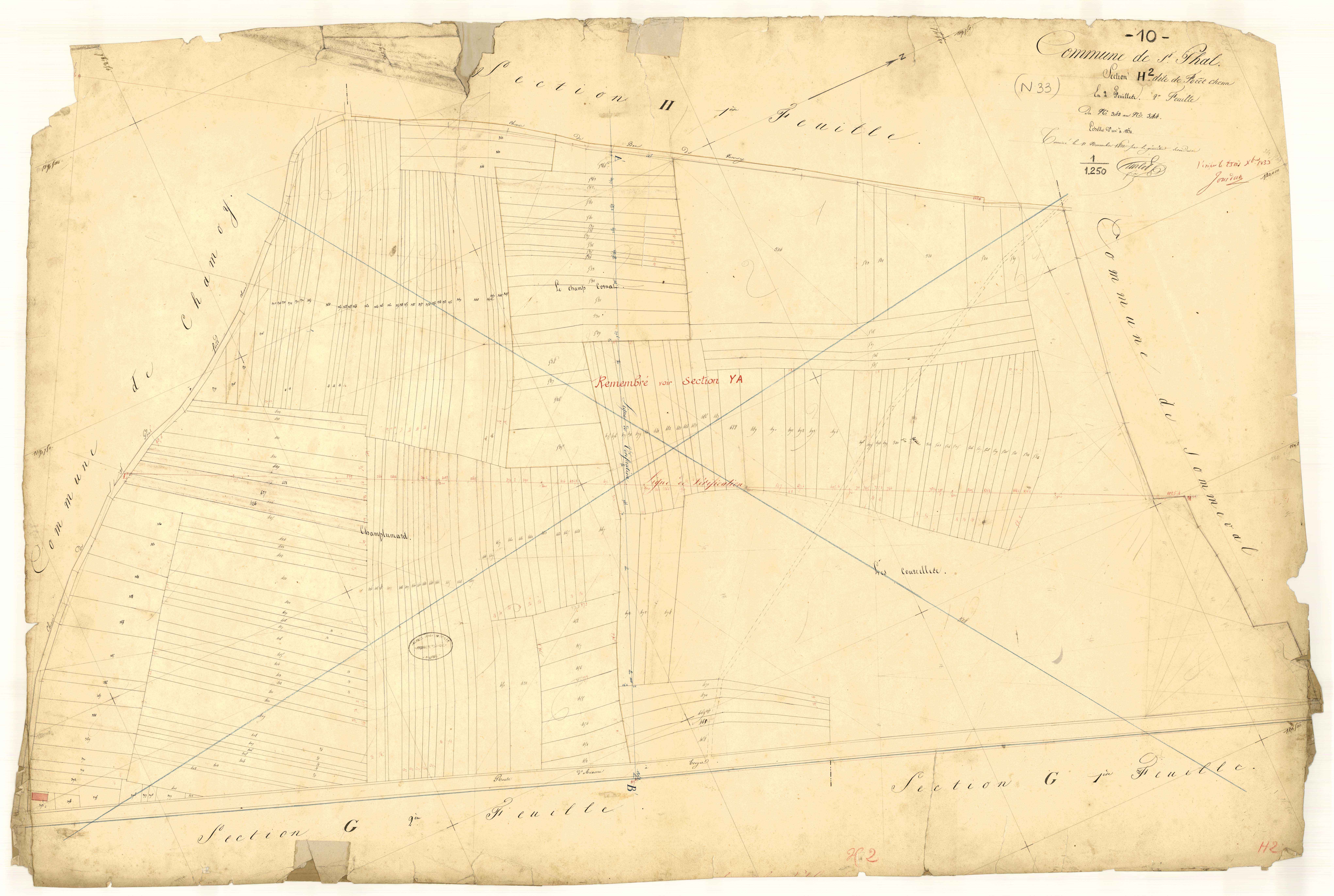 Saint-Phal, section H dite de Forêt Che, feuille n° 2, parcelles n° 342-544