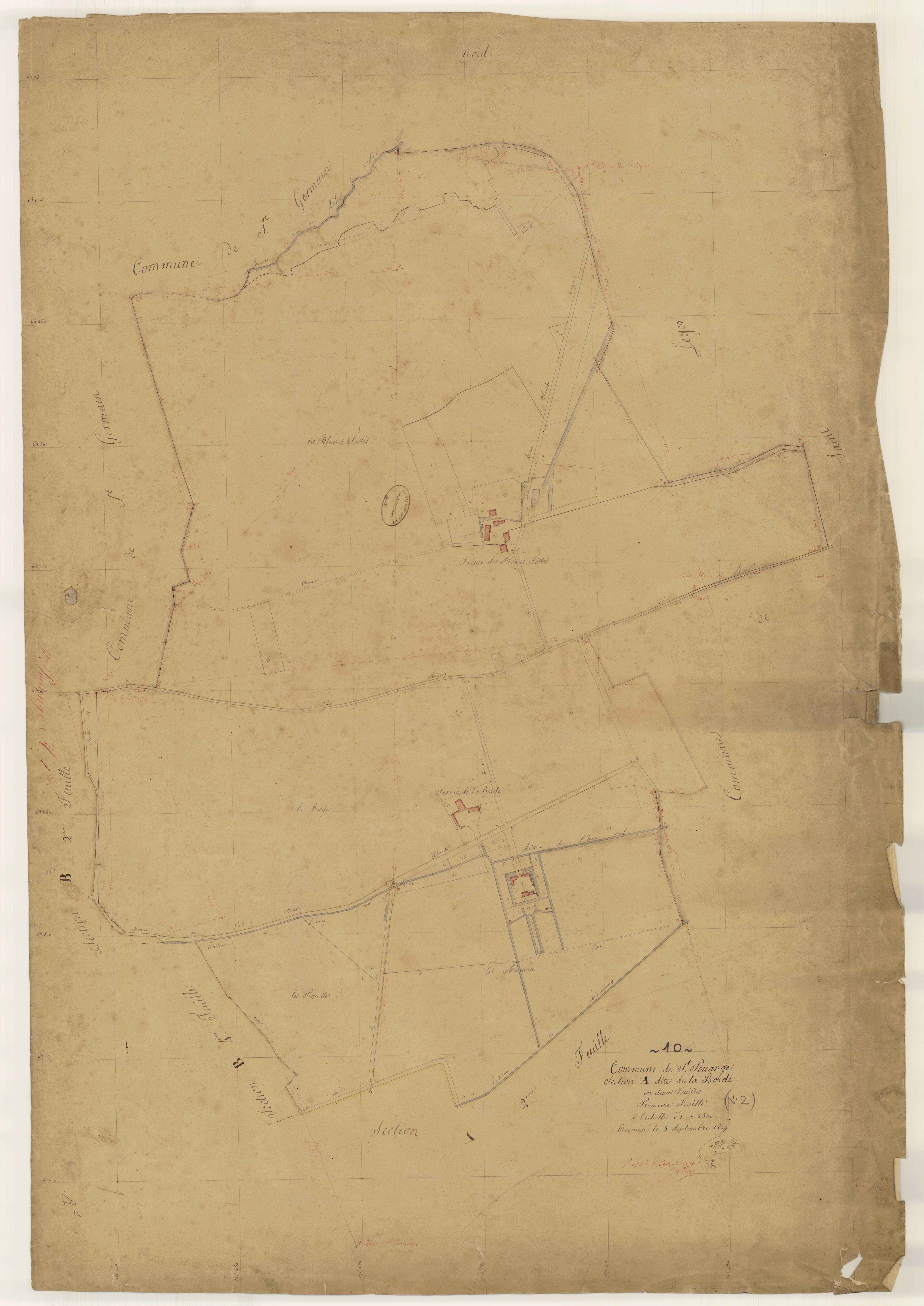 Saint-Pouange, section A dite de la Borde, feuille n° 1