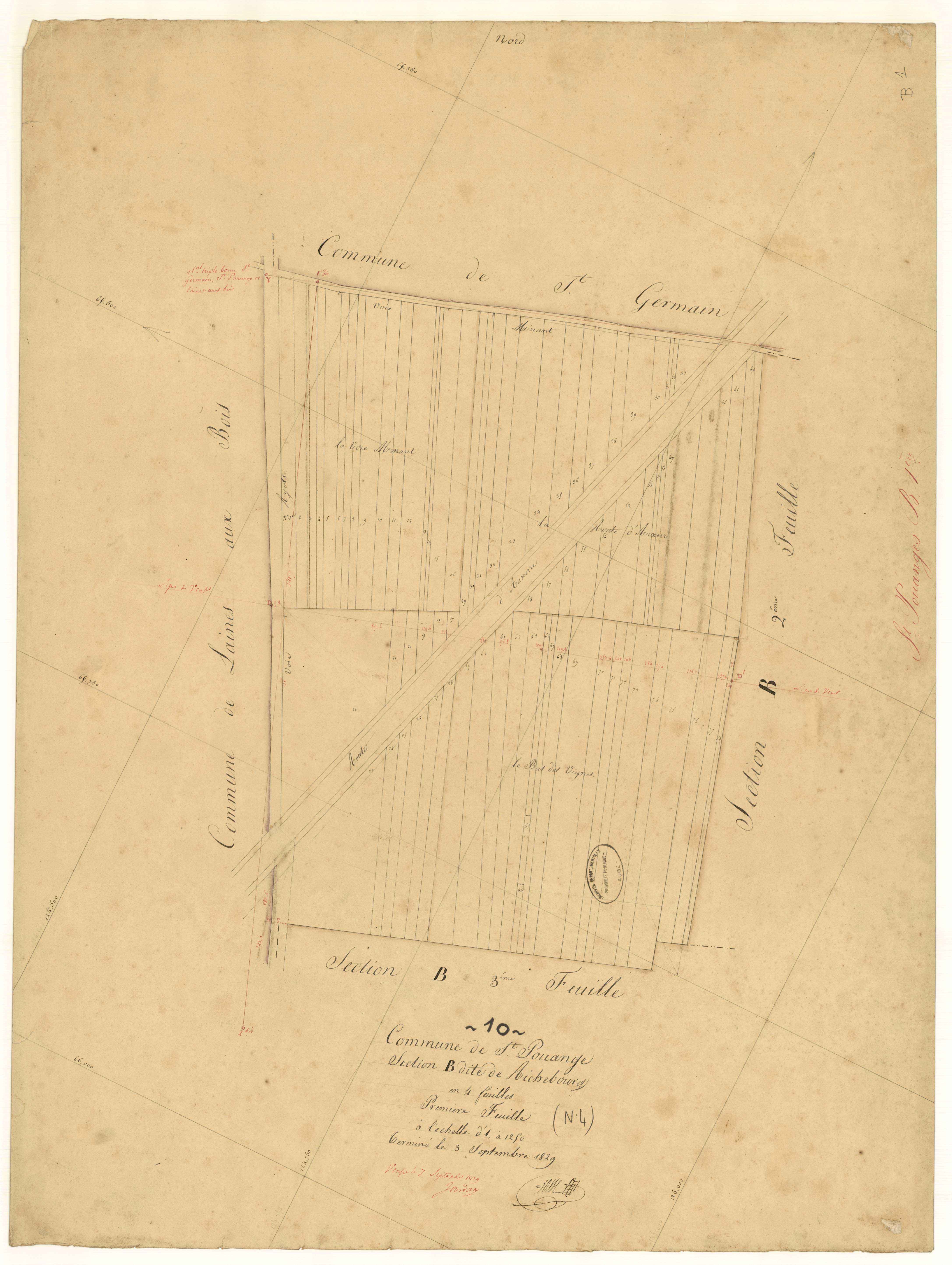 Saint-Pouange, section B dite de Richebourg, feuille n° 1