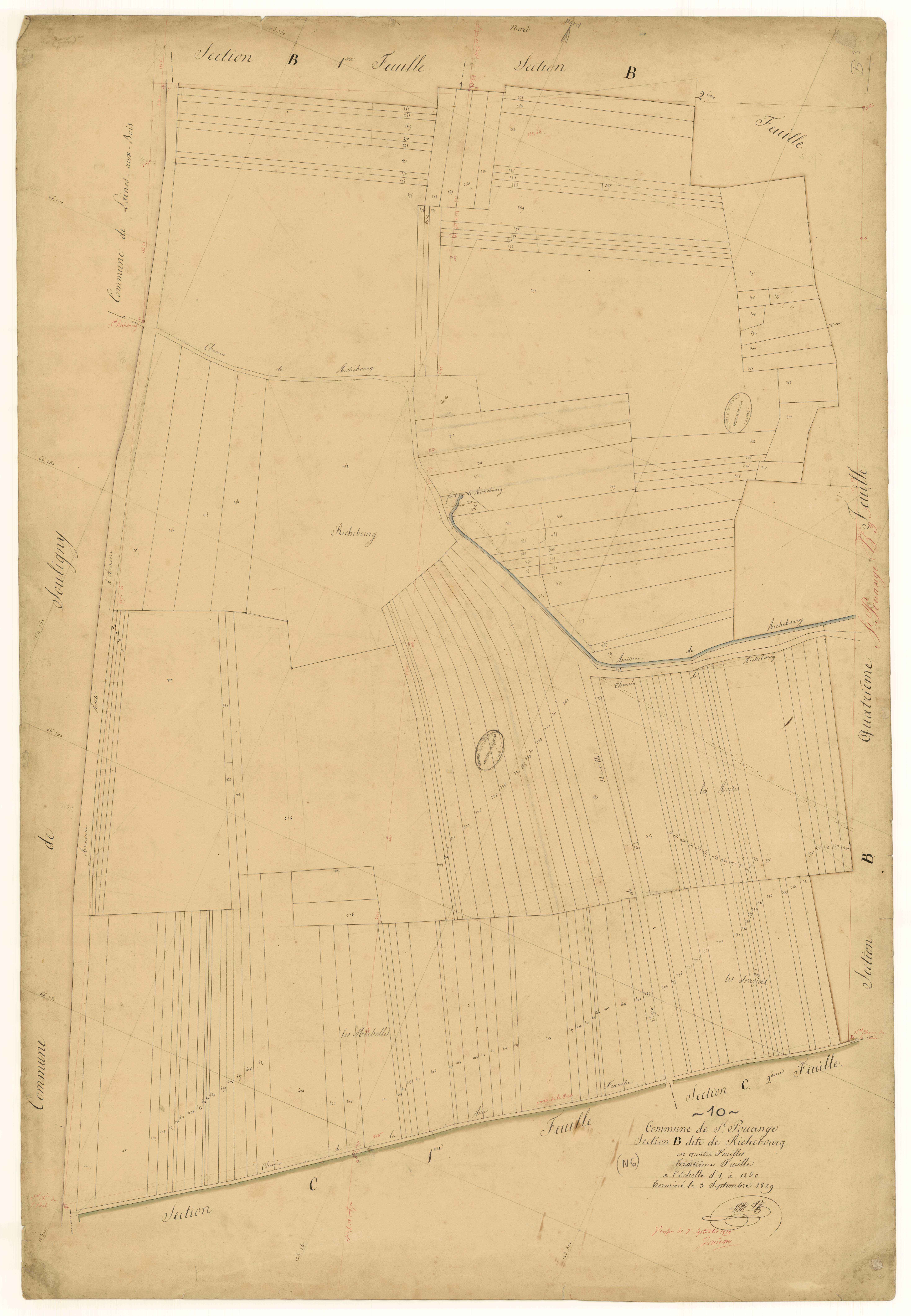 Saint-Pouange, section B dite de Richebourg, feuille n° 3