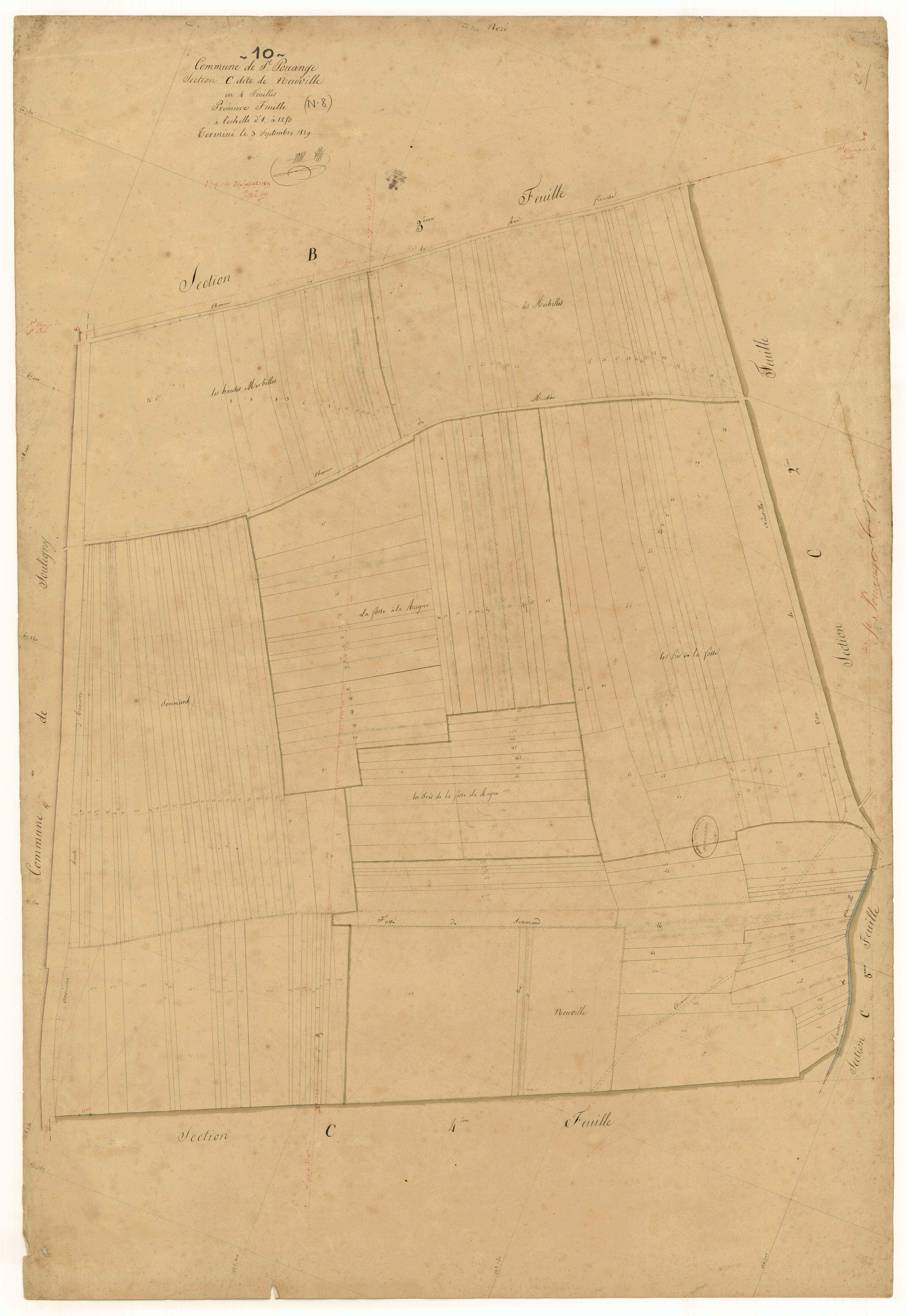 Saint-Pouange, section C dite de Neuville, feuille n° 1