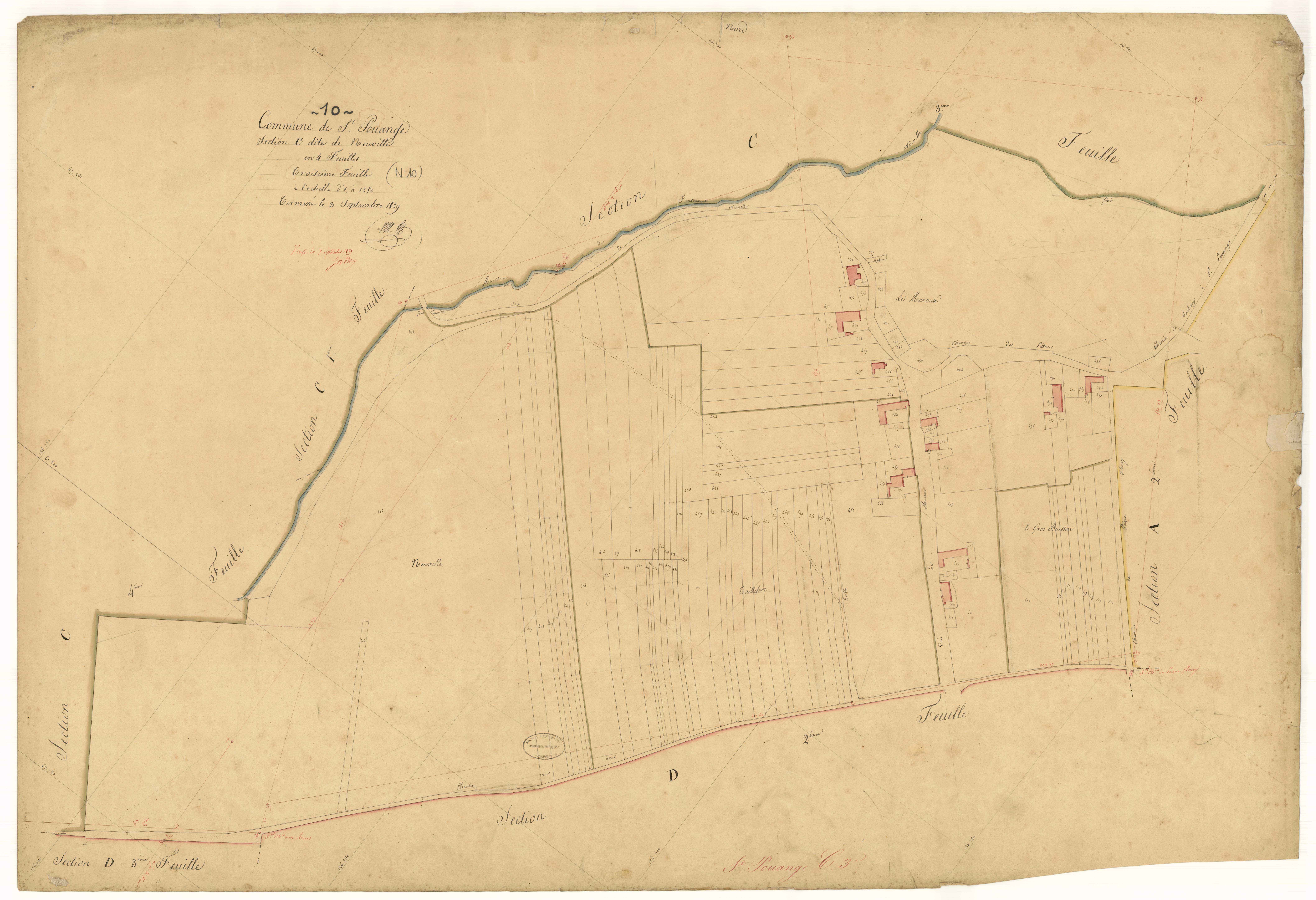 Saint-Pouange, section C dite de Neuville, feuille n° 3