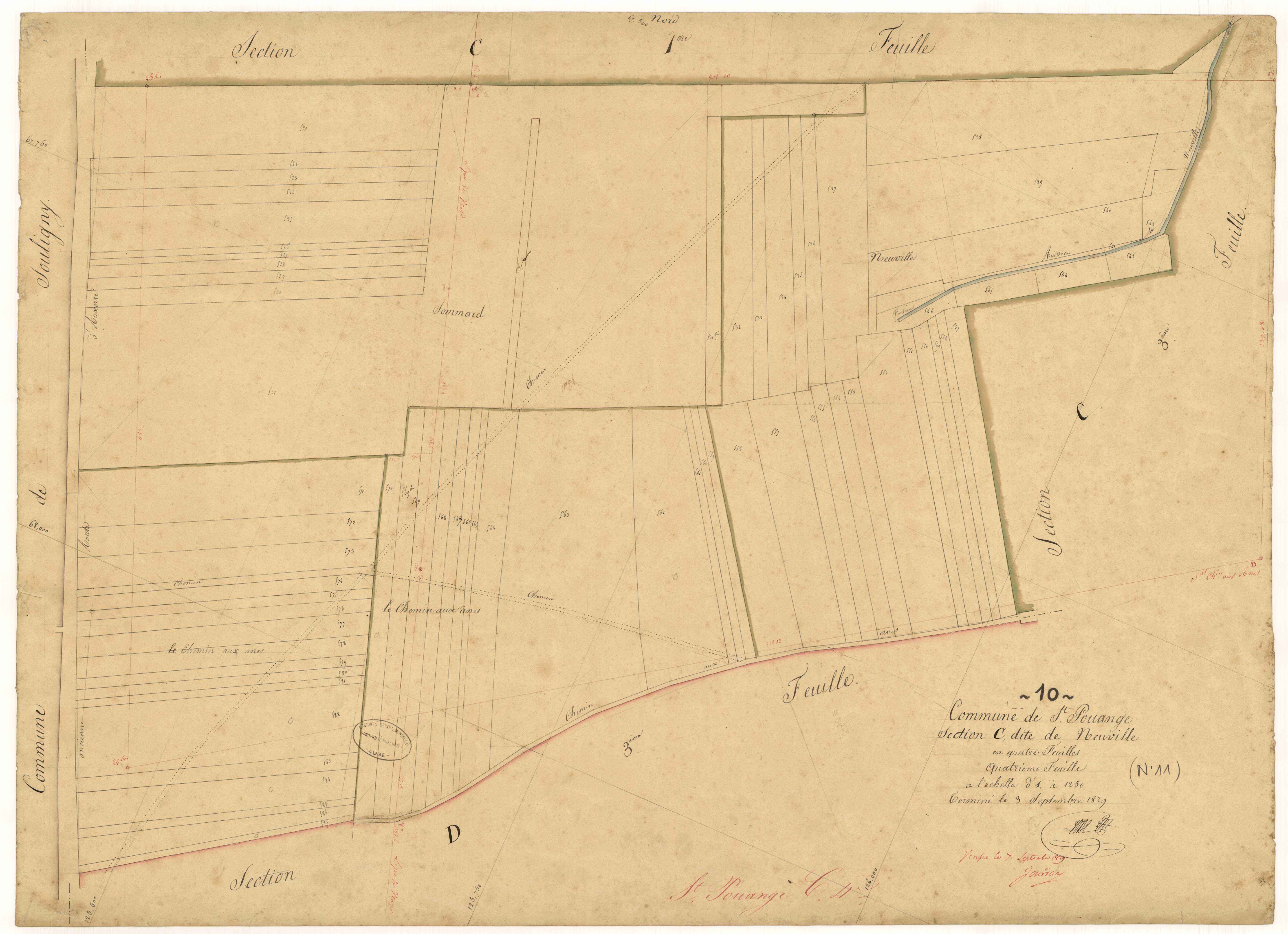Saint-Pouange, section C dite de Neuville, feuille n° 4