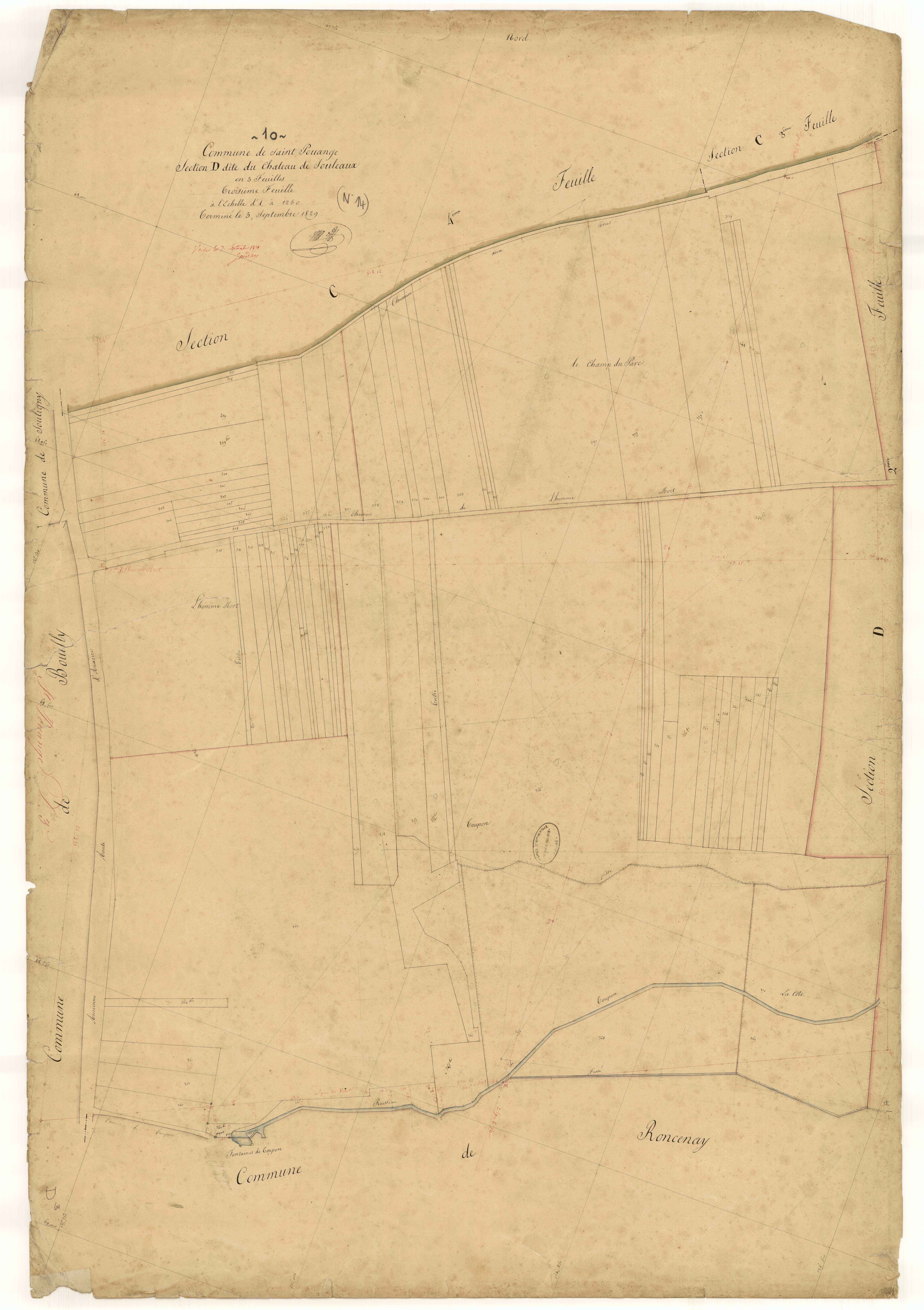 Saint-Pouange, section D dite du Château de Souleaux, feuille n° 3