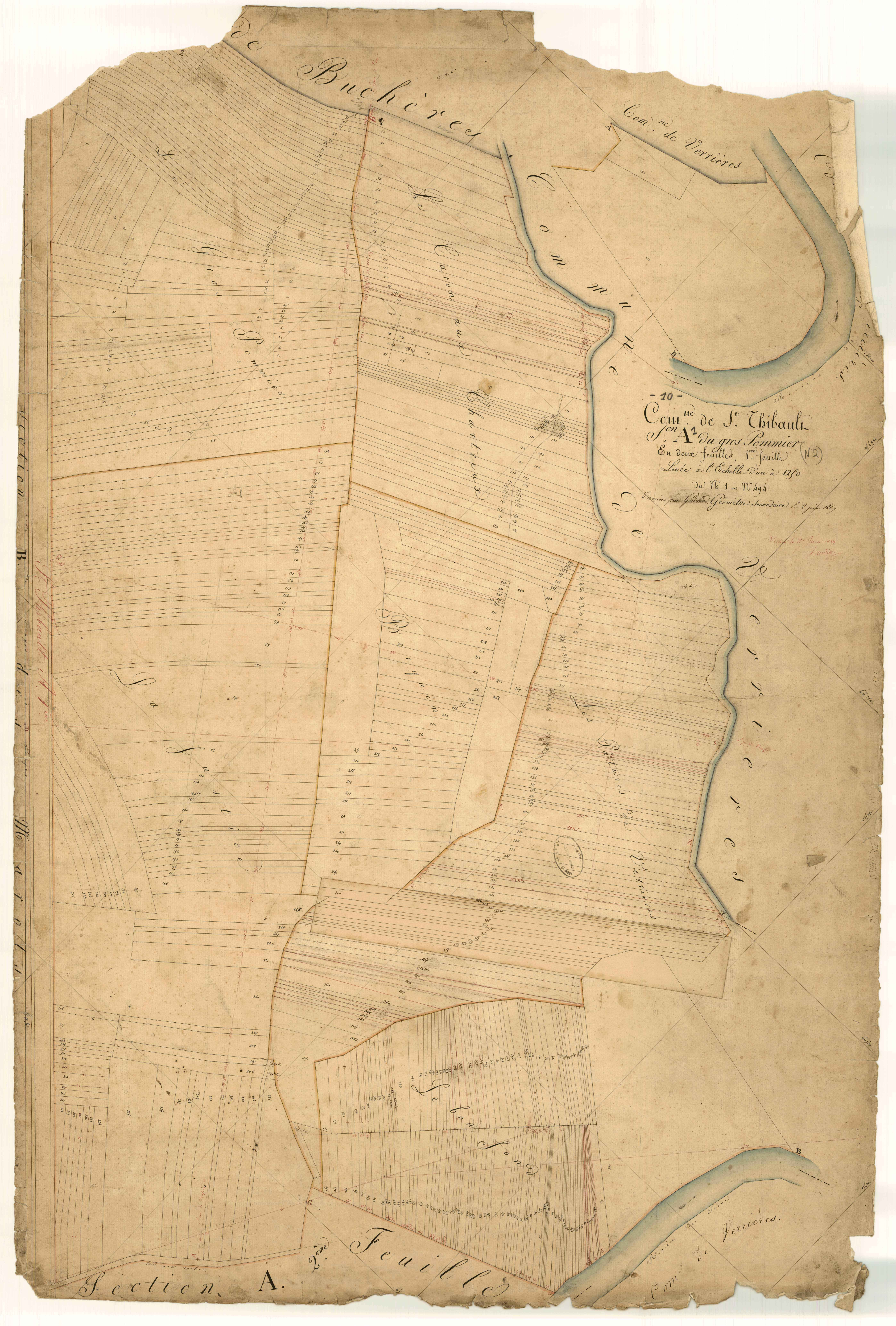 Saint-Thibault, section A dite du Gros Pommier, feuille n° 1, parcelles n°1-494