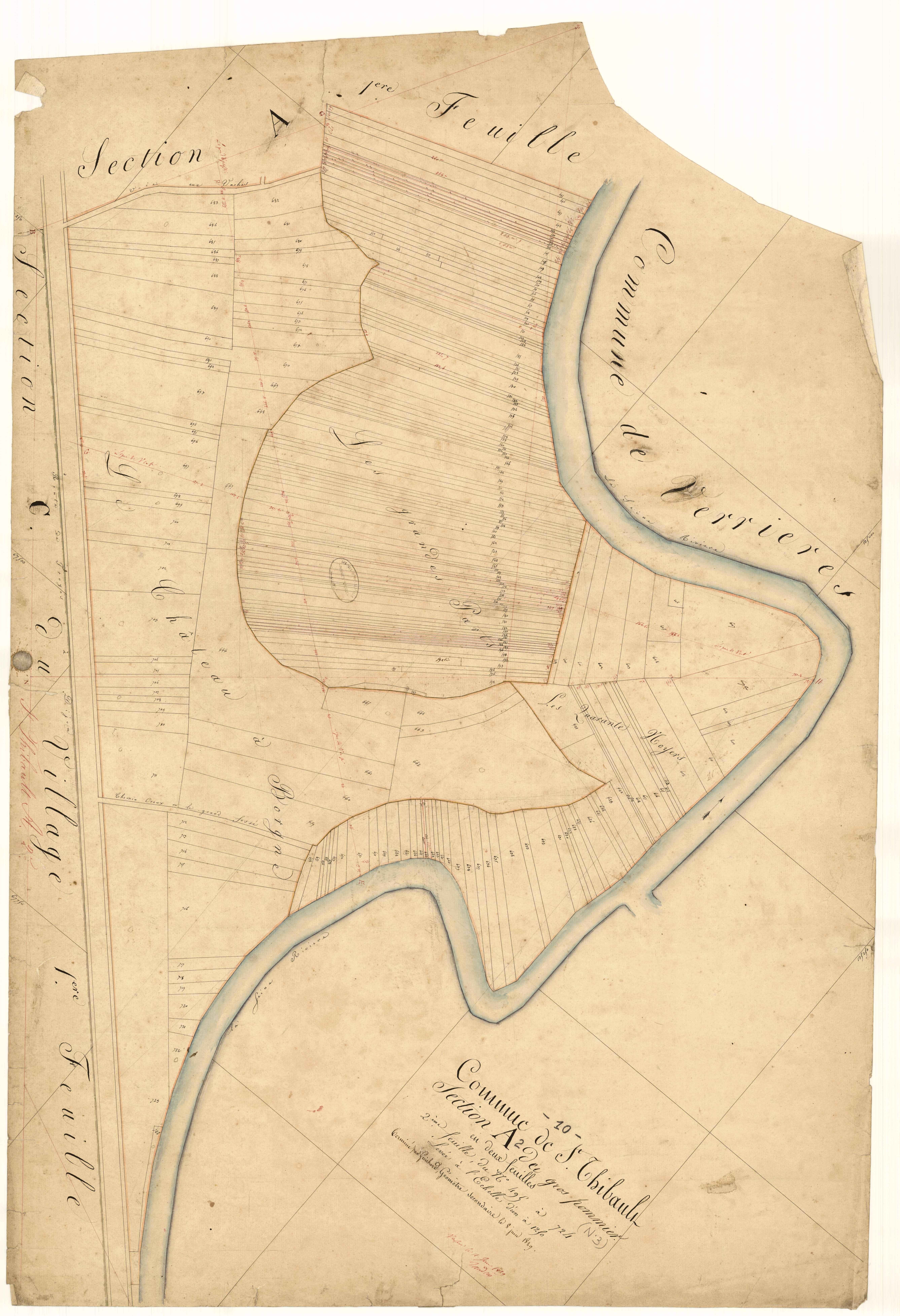 Saint-Thibault, section A dite du Gros Pommier, feuille n° 2, parcelles n° 495-724