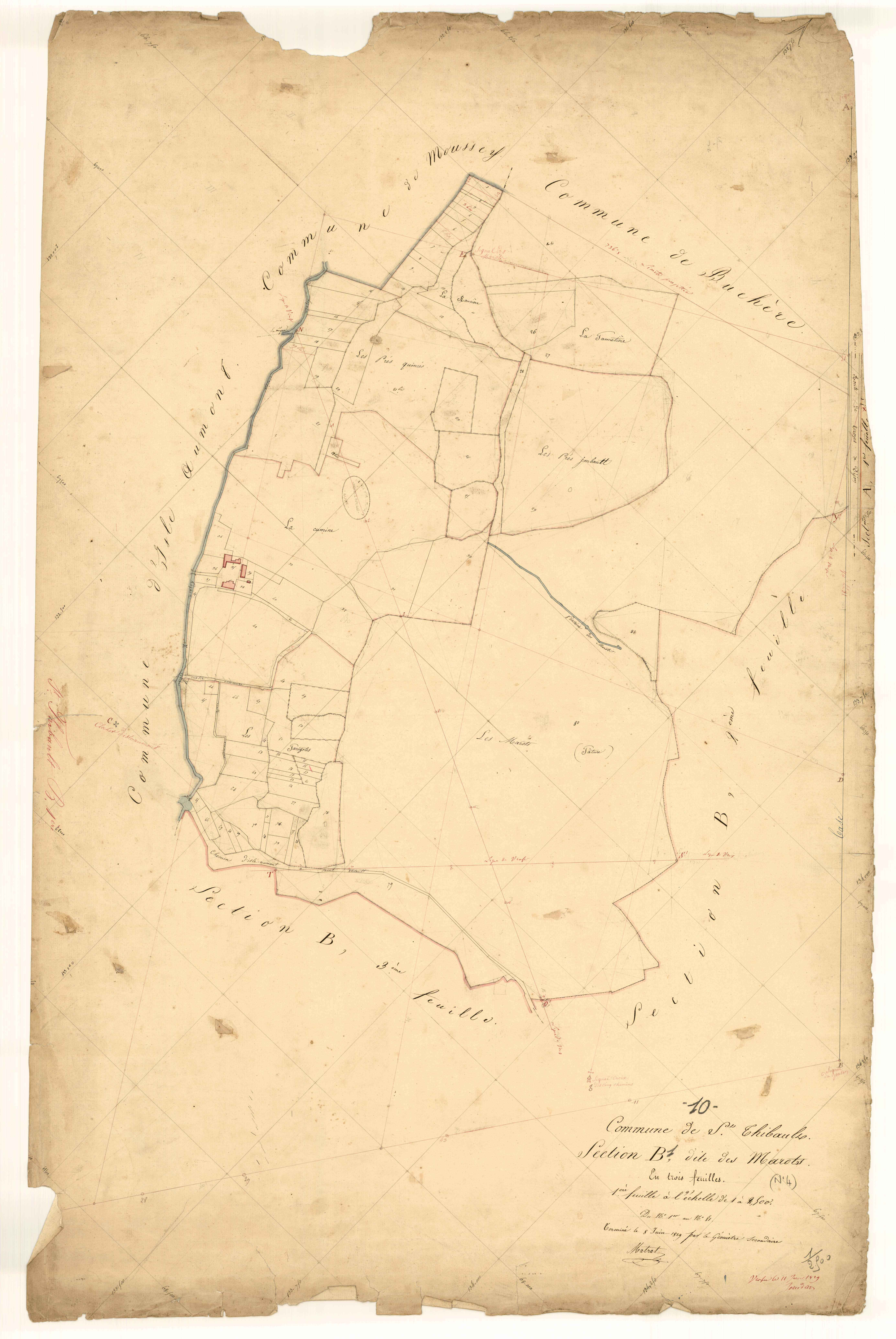 Saint-Thibault, section B dite des Marots feuille n° 1, parcelles n° 1-81