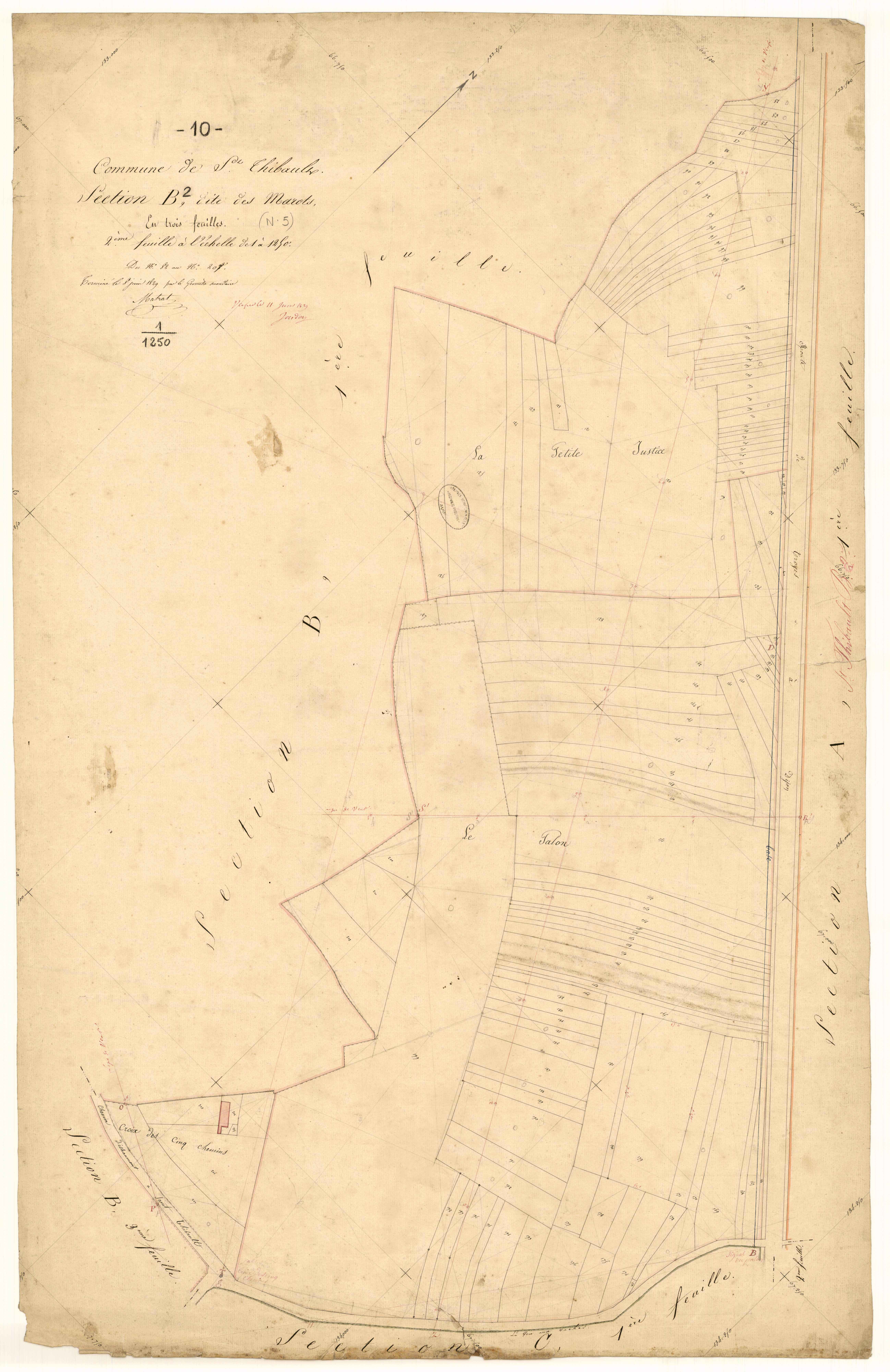 Saint-Thibault, section B dite des Marots, feuille n° 2, parcelles n° 82-207