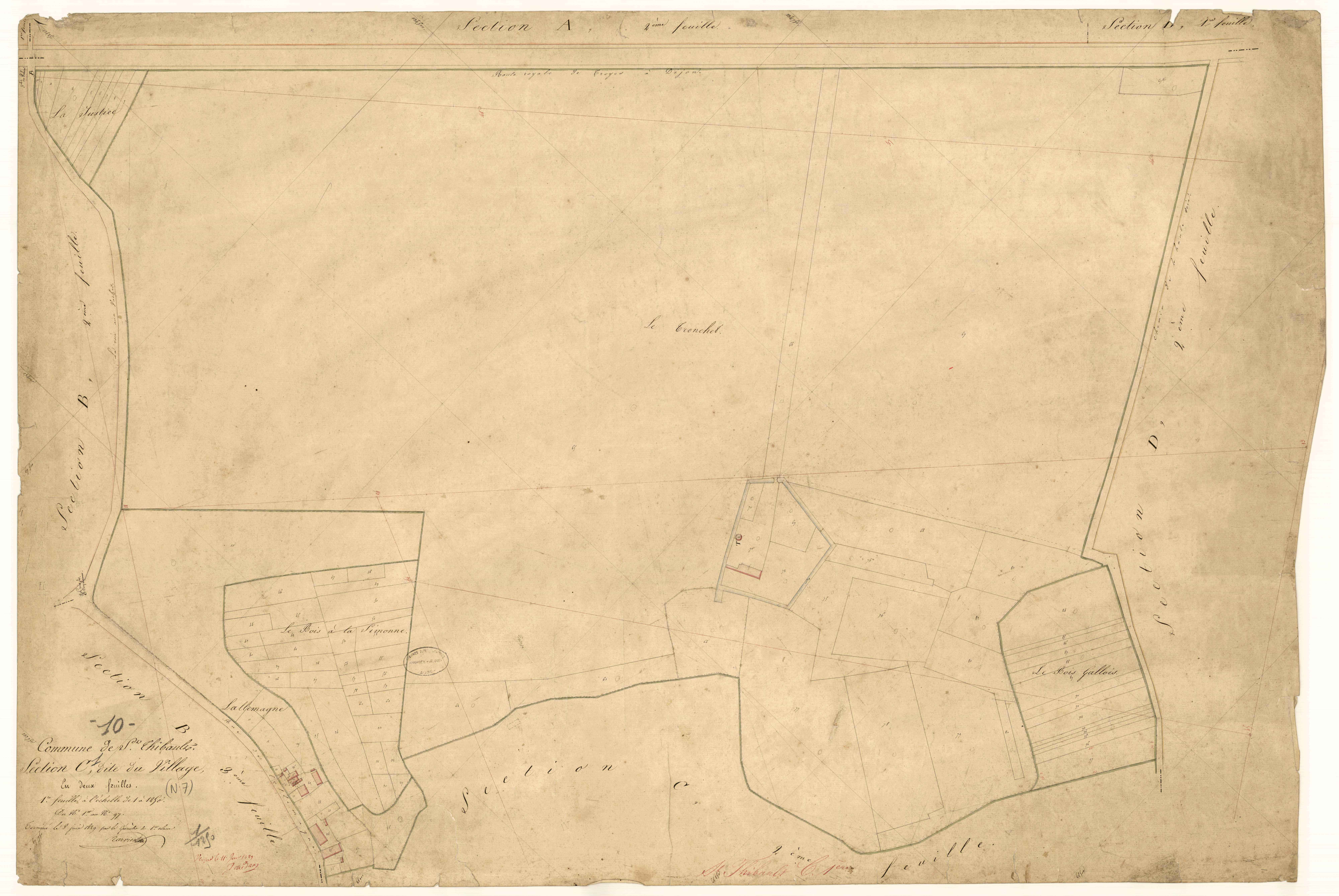 Saint-Thibault, section C dite du Village, feuille n° 1, parcelles n° 1-97
