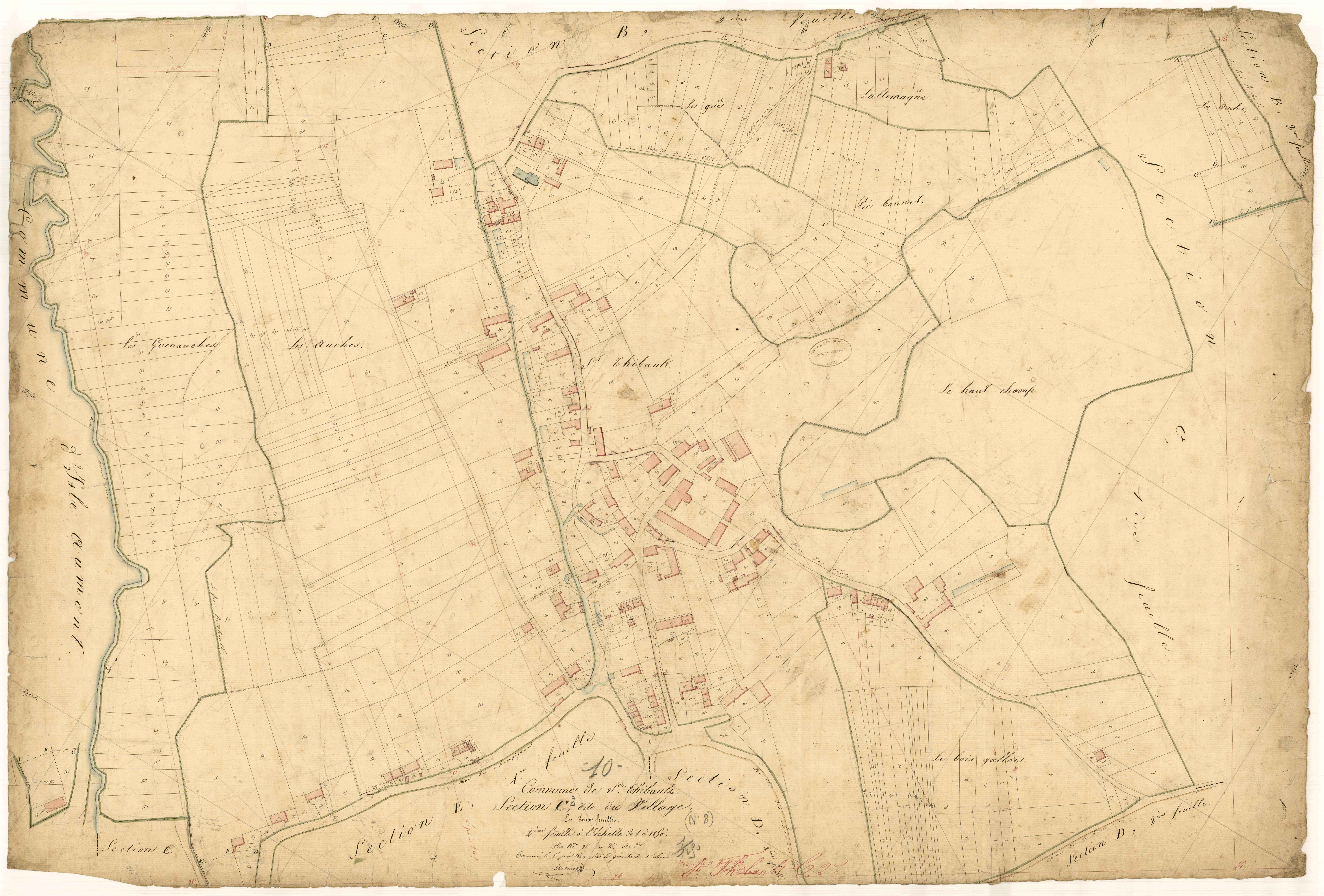 Saint-Thibault, section C dite du Village, feuille n° 2, parcelles n° 98-621
