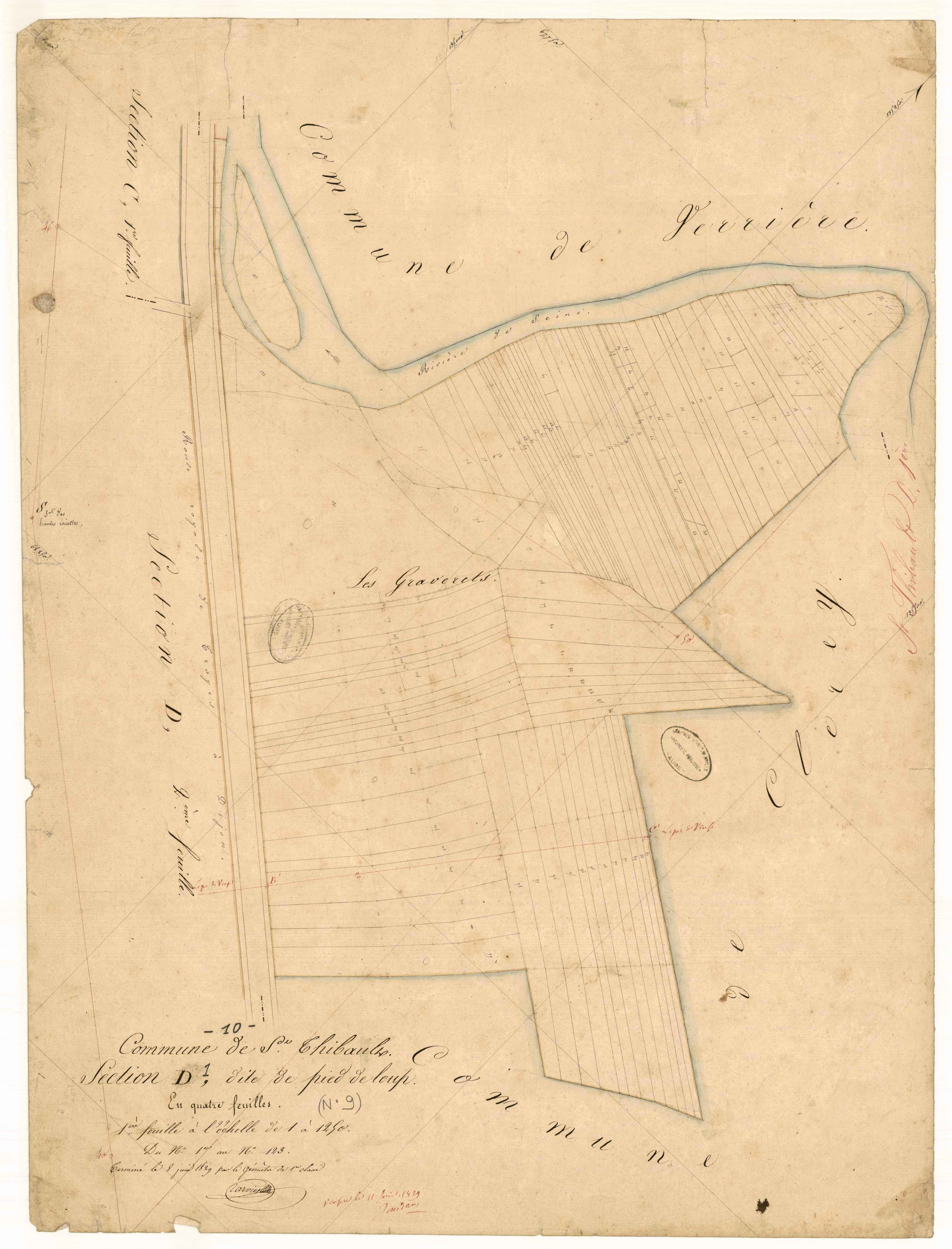 Saint-Thibault, section D dite de Pied de Loup, feuille n° 1, parcelles n° 1-123
