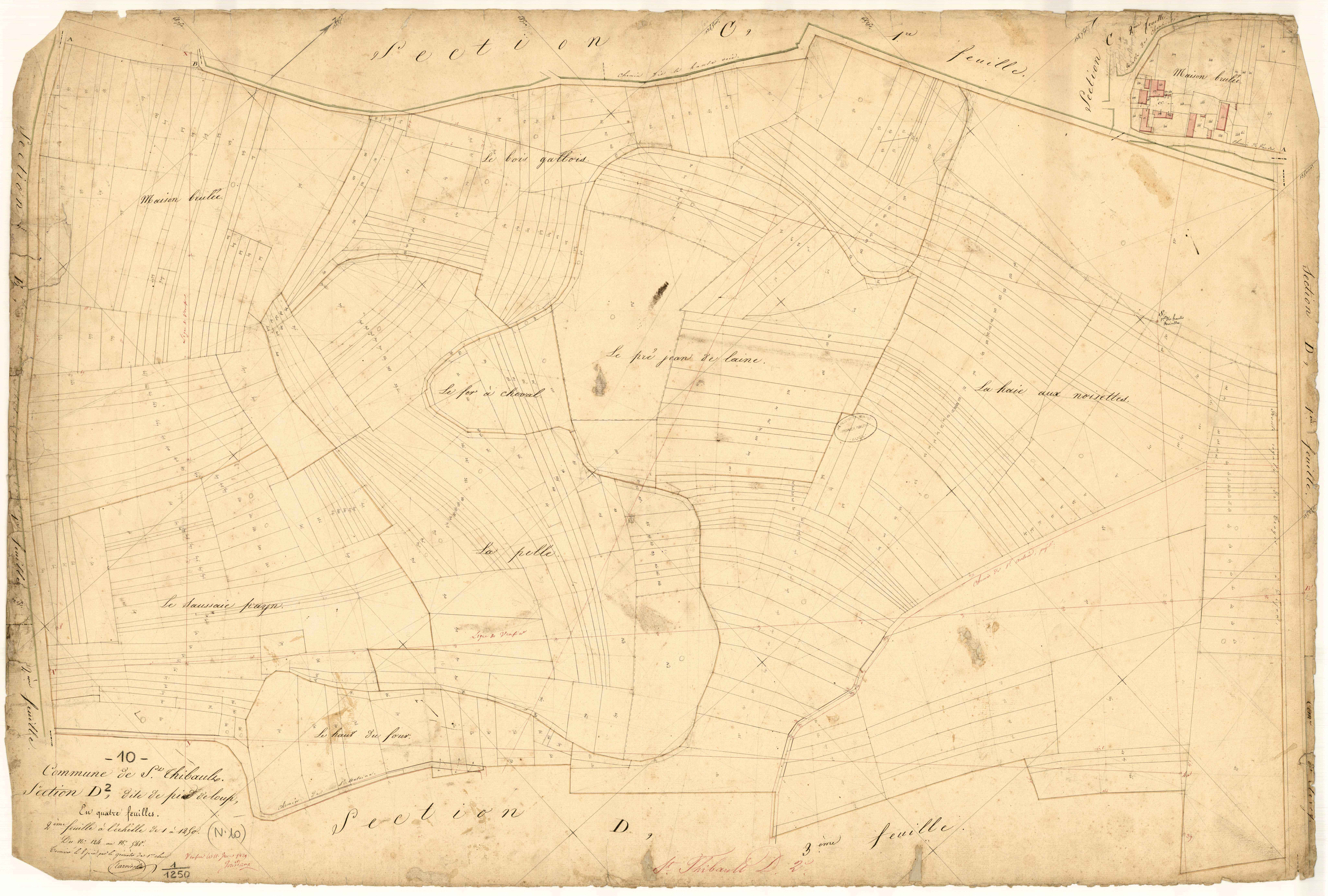 Saint-Thibault, section D dite de Pied de Loup, feuille n° 2, parcelles n° 124-548