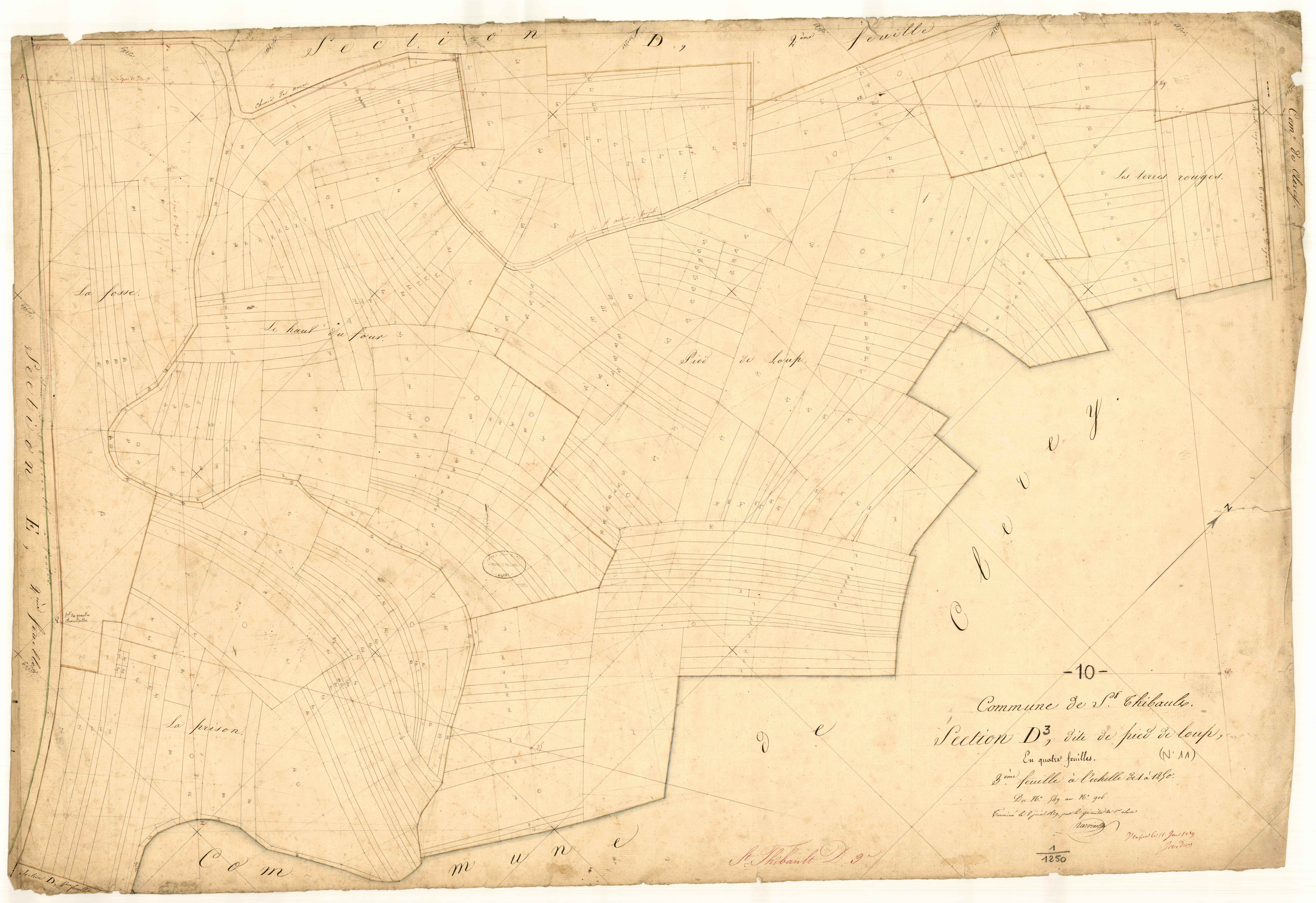Saint-Thibault, section D dite de Pied de Loup, feuille n° 3, parcelles n° 549-906