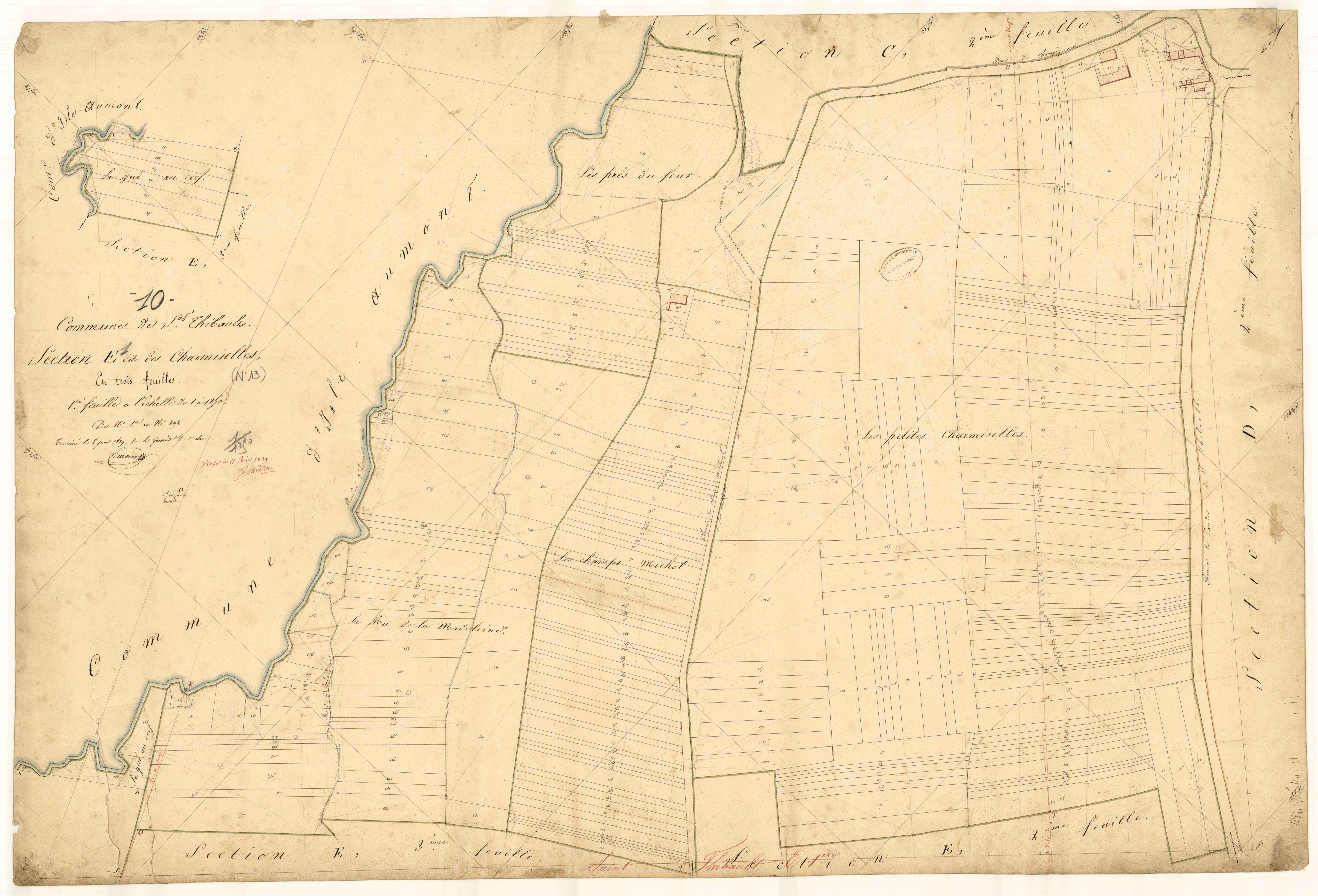 Saint-Thibault, section E dite des Charmiselles, feuille n° 1, parcelles n° 1-298