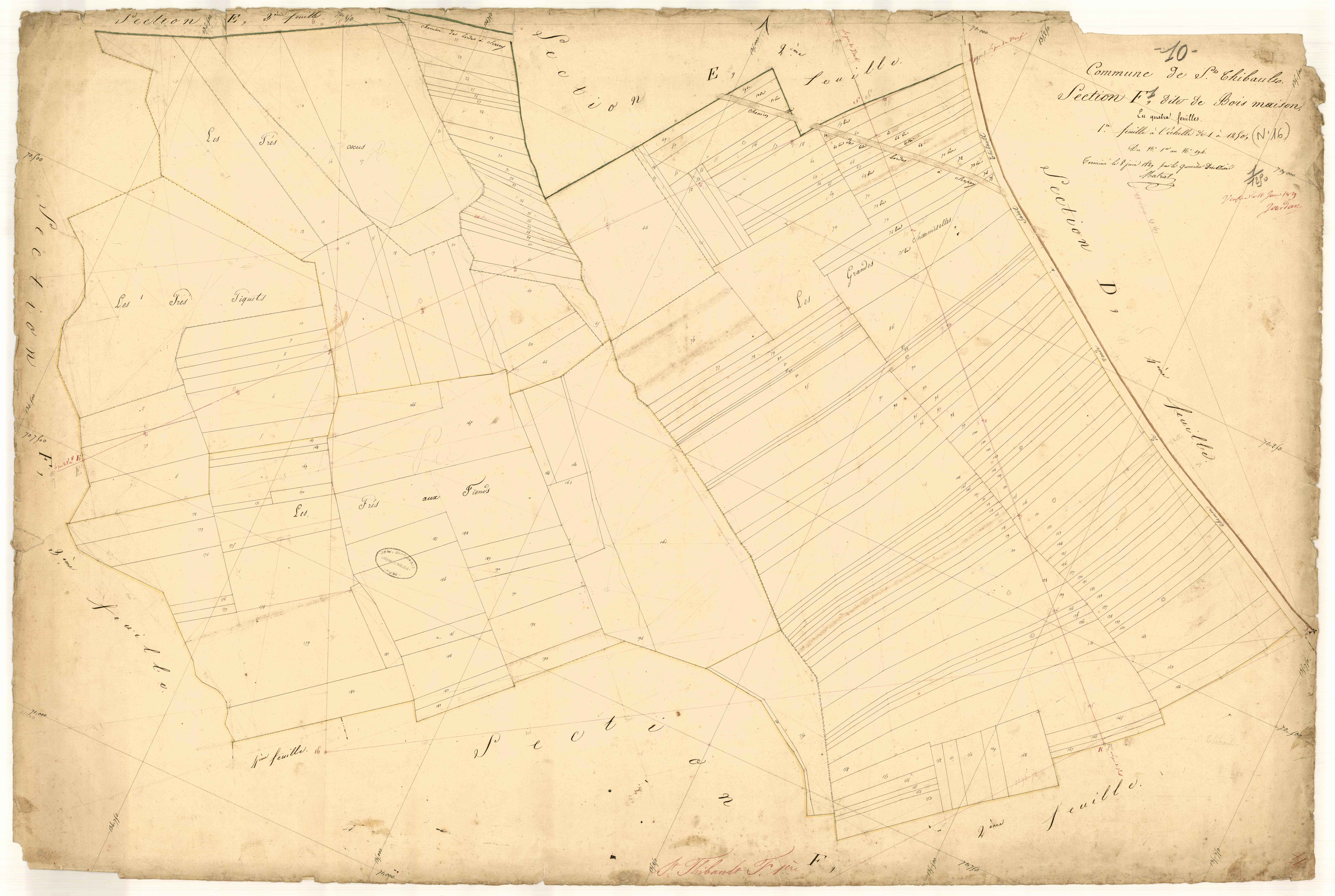 Saint-Thibault, section F dite de Bois Maison, feuille n° 1, parcelles n° 1-194