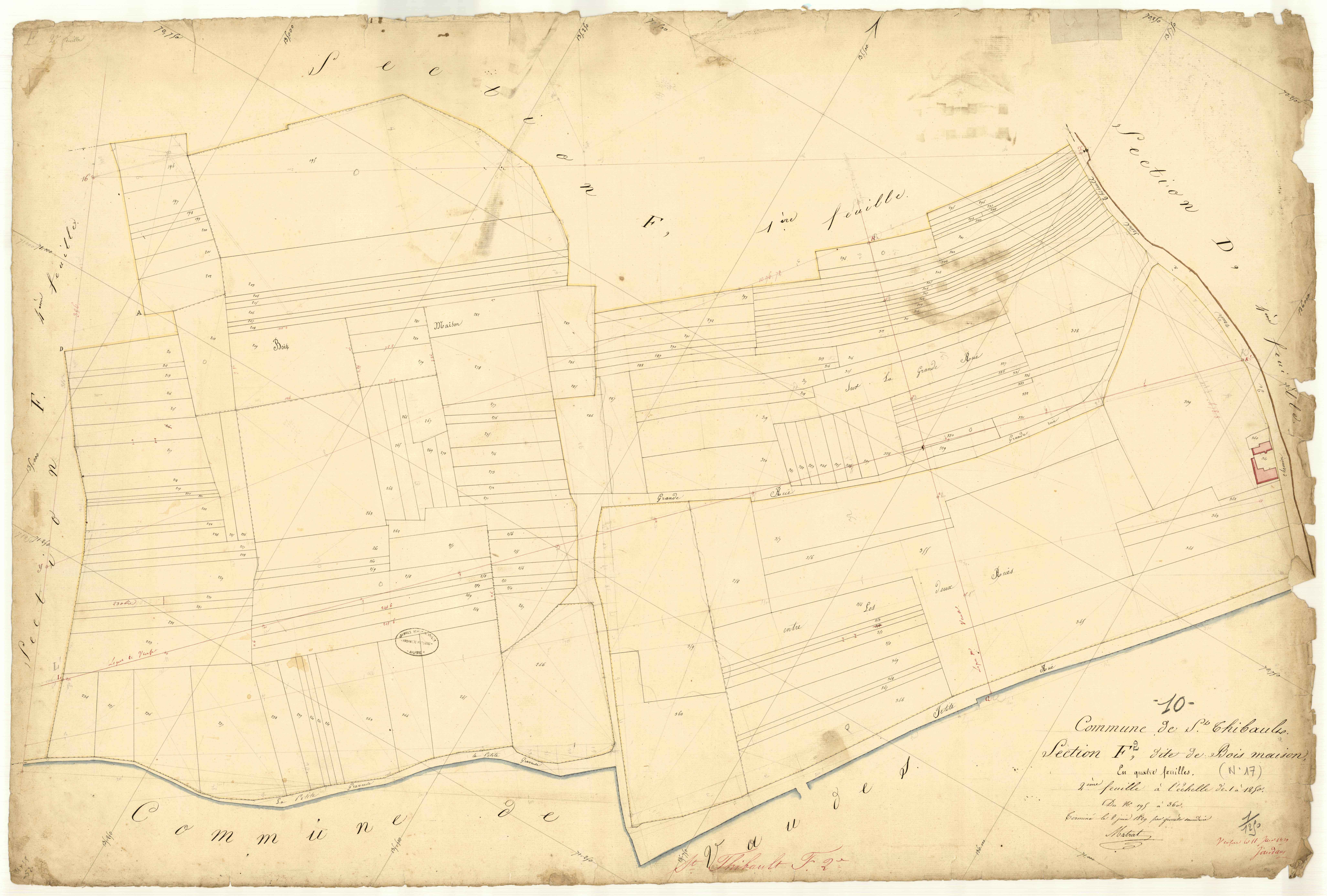 Saint-Thibault, section F dite de Bois Maison, feuille n° 2, parcelles n° 195-360