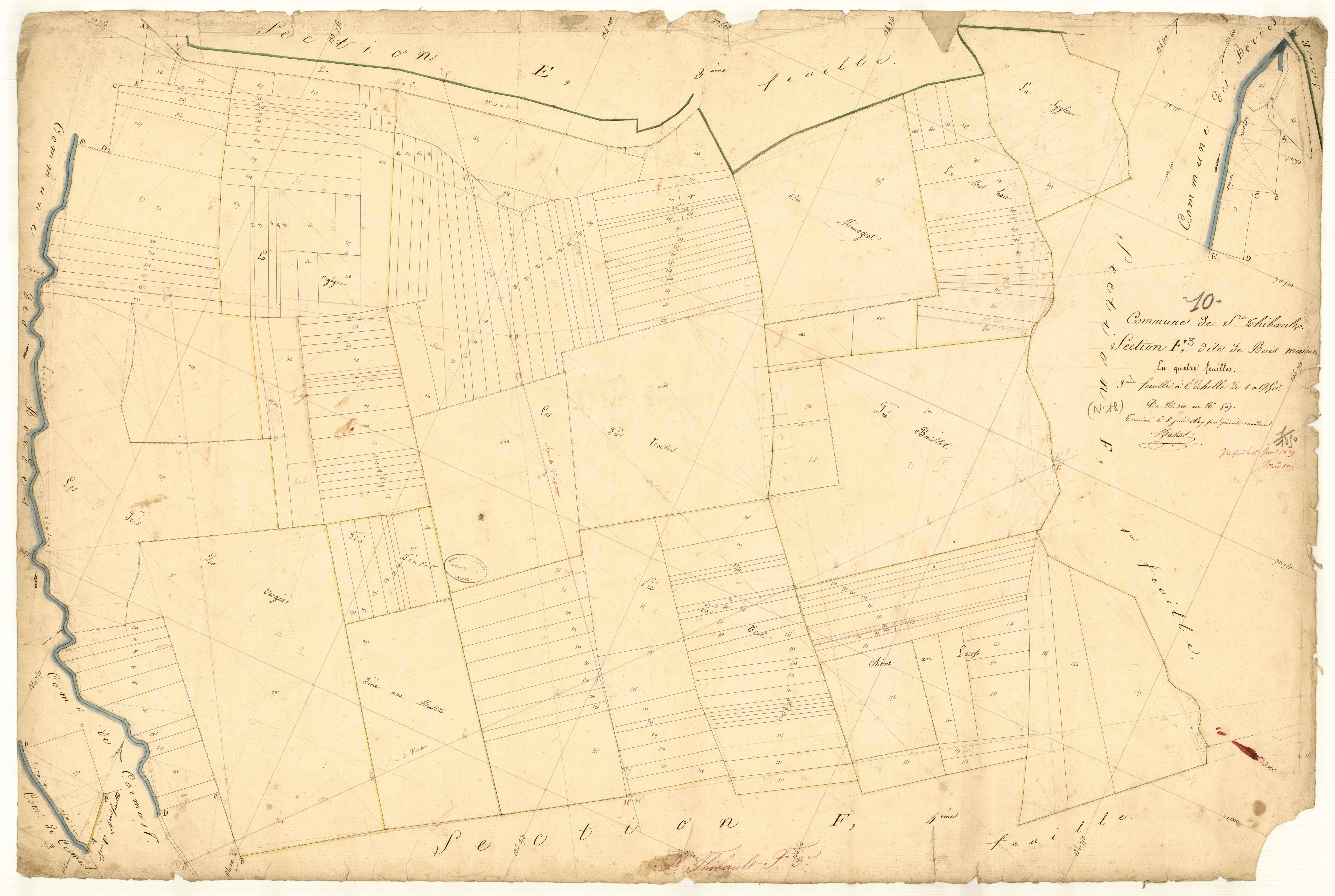 Saint-Thibault, section F dite de Bois Maison, feuille n° 3, parcelles n° 361-567