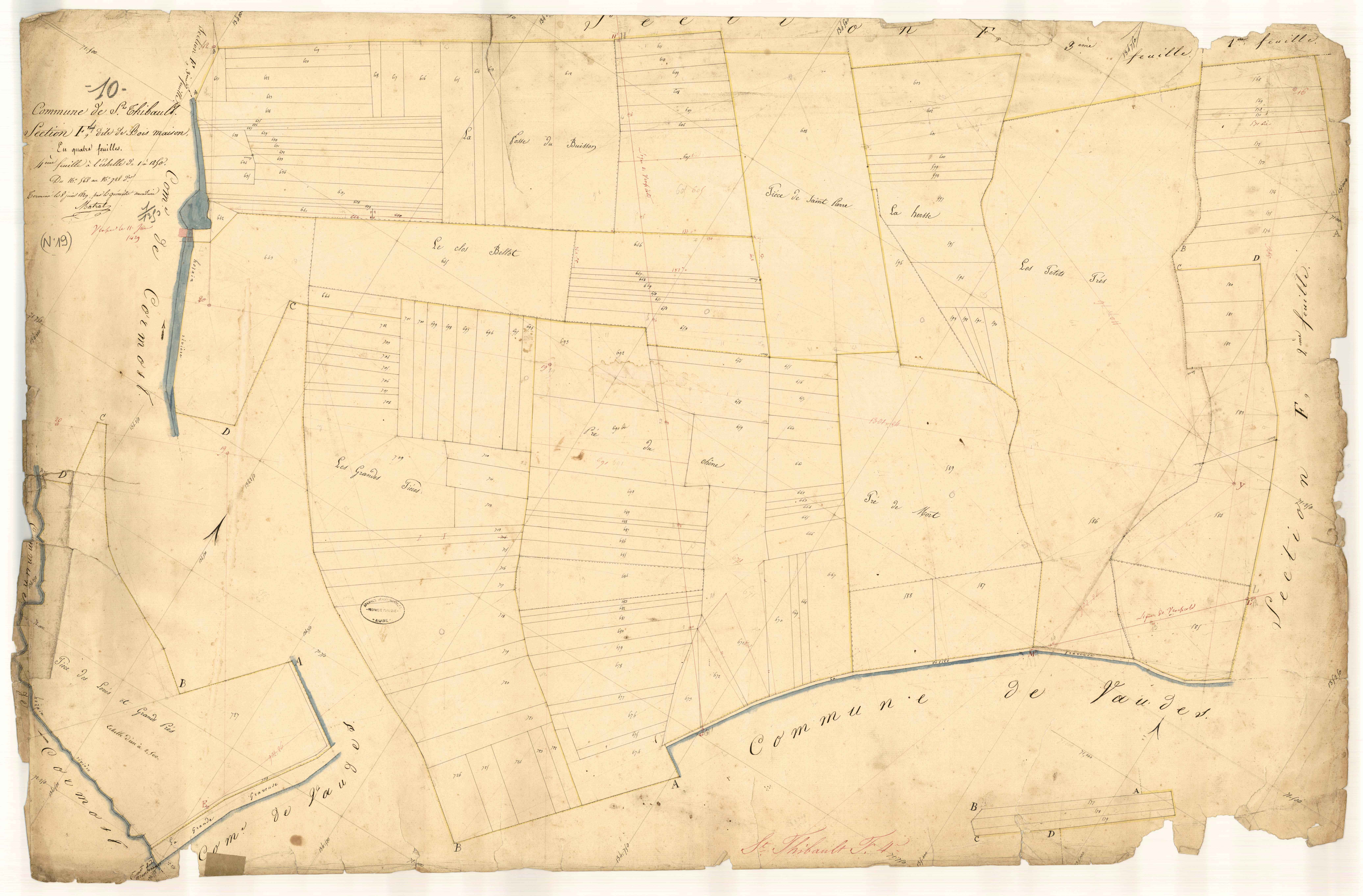 Saint-Thibault, section F dite de Bois Maison, feuille n° 4, parcelles n° 568-728