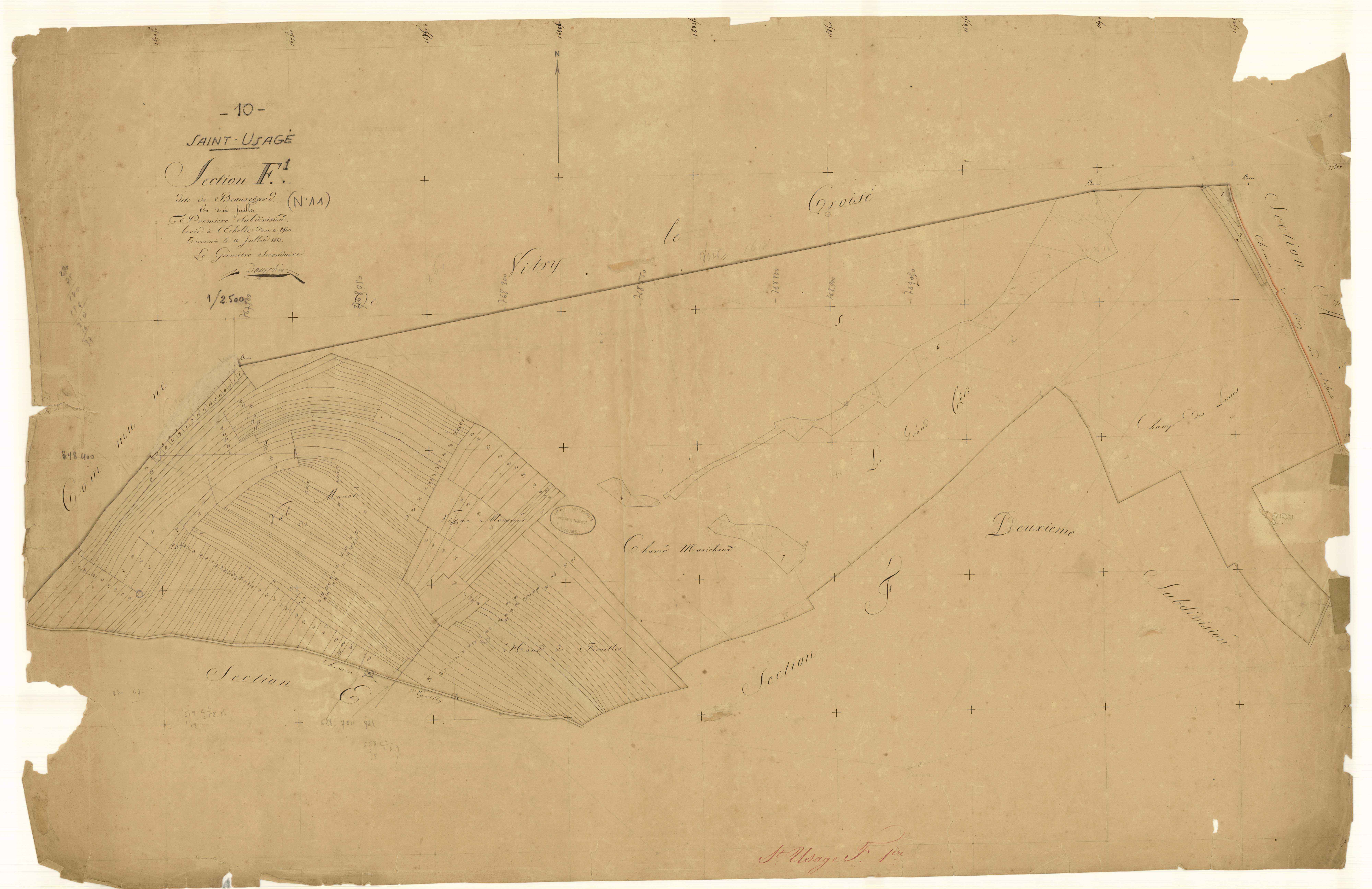 Saint-Usage, section F dite de Beauregard, feuille n° 1