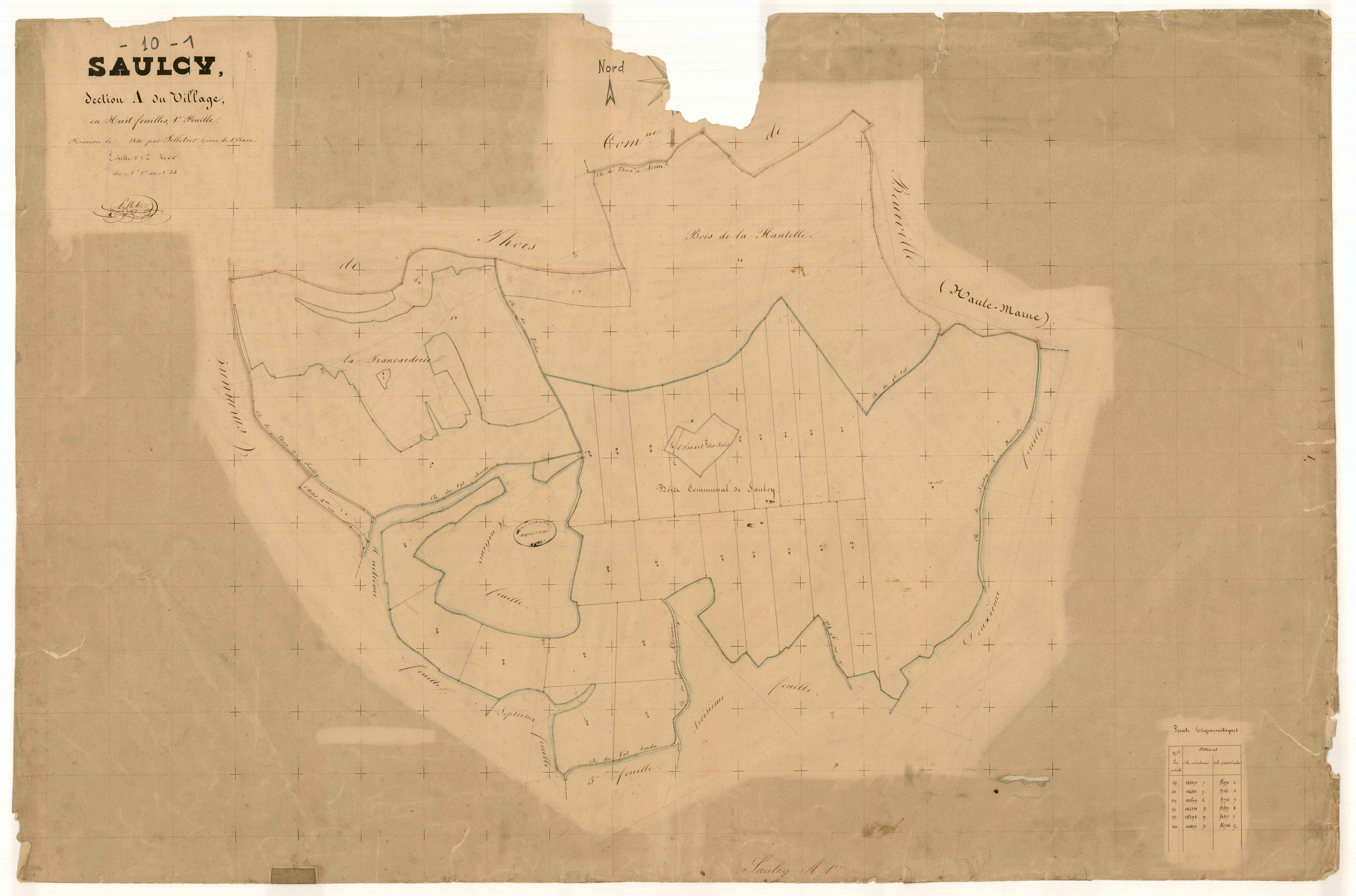 Saulcy, section A dite du Village, feuille n° 1, parcelles n°1-34