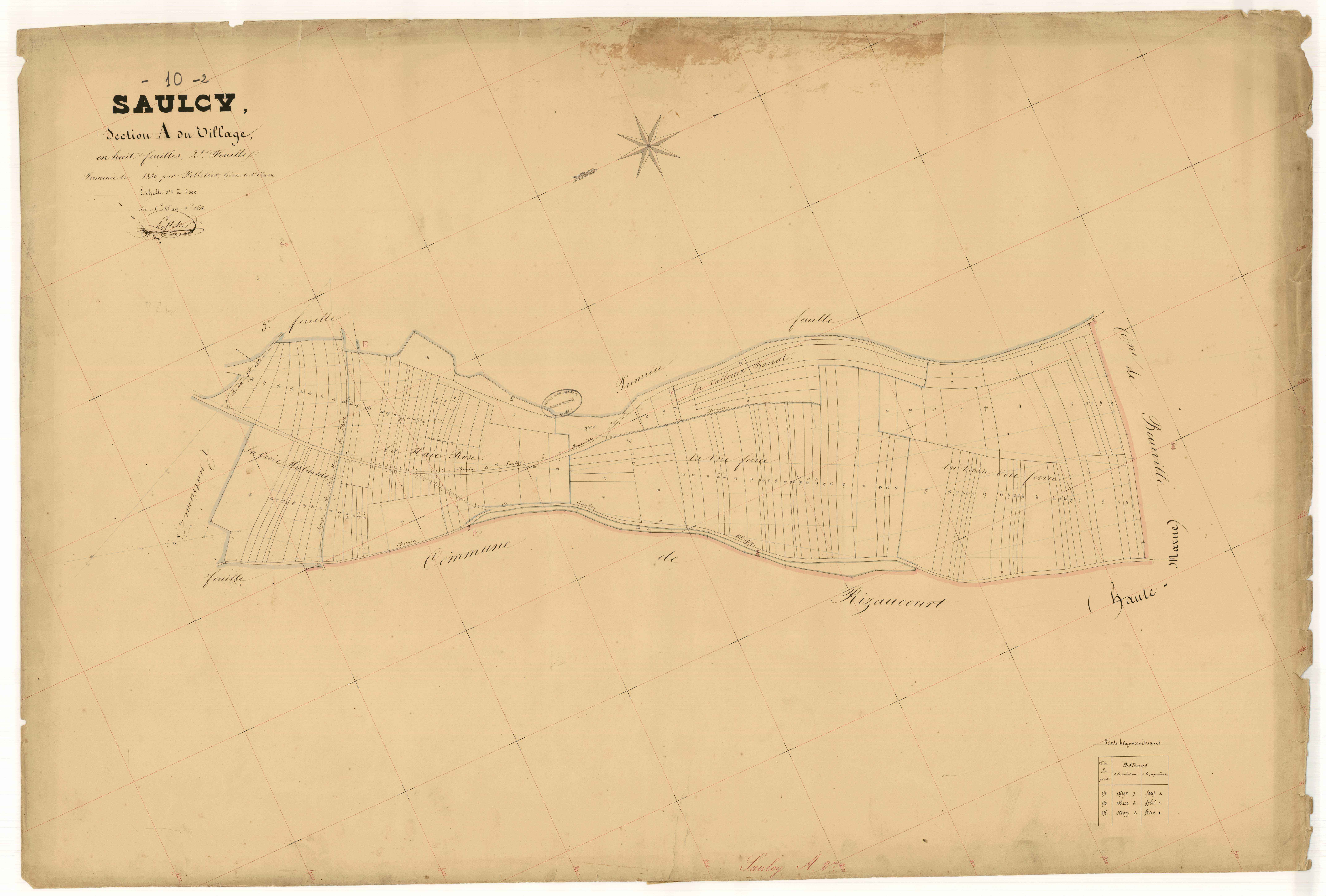 Saulcy, section A dite du Village, feuille n° 2, parcelles n°35-164